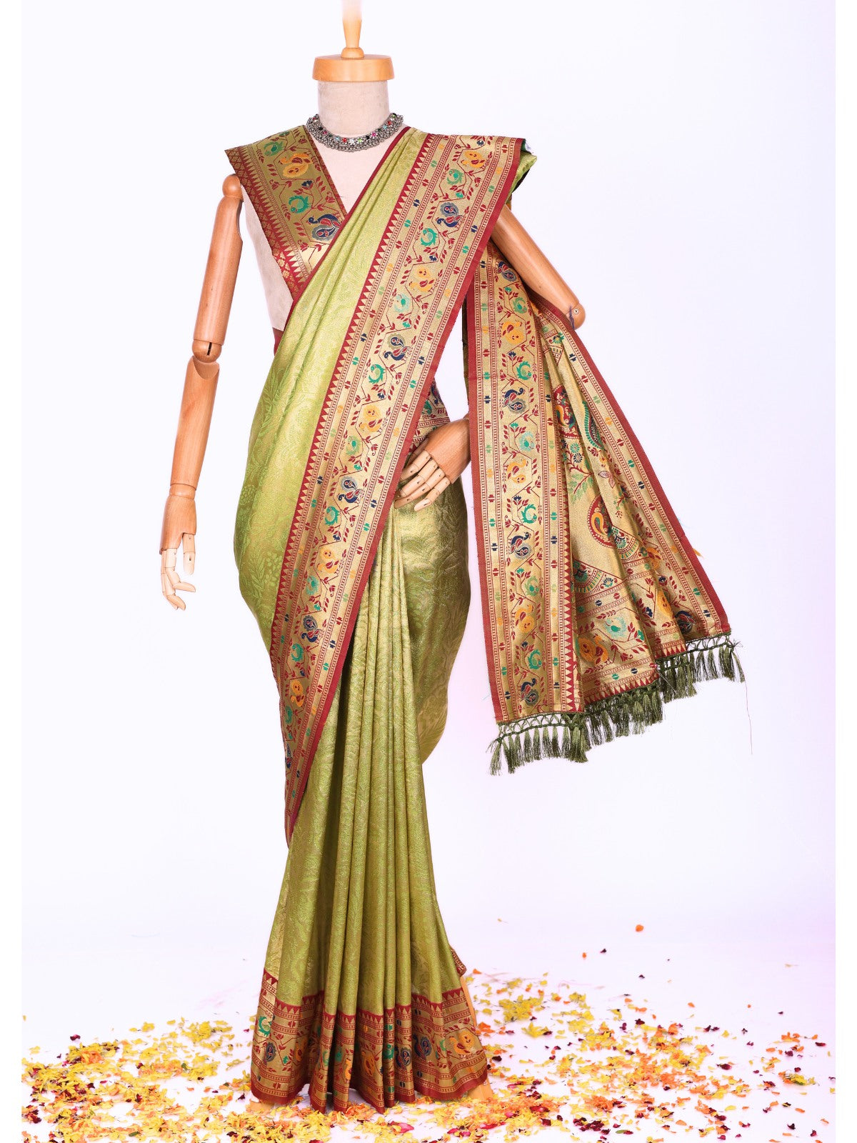Parrot color Kanjivaram work Designer Saree BLS1005_Parrot