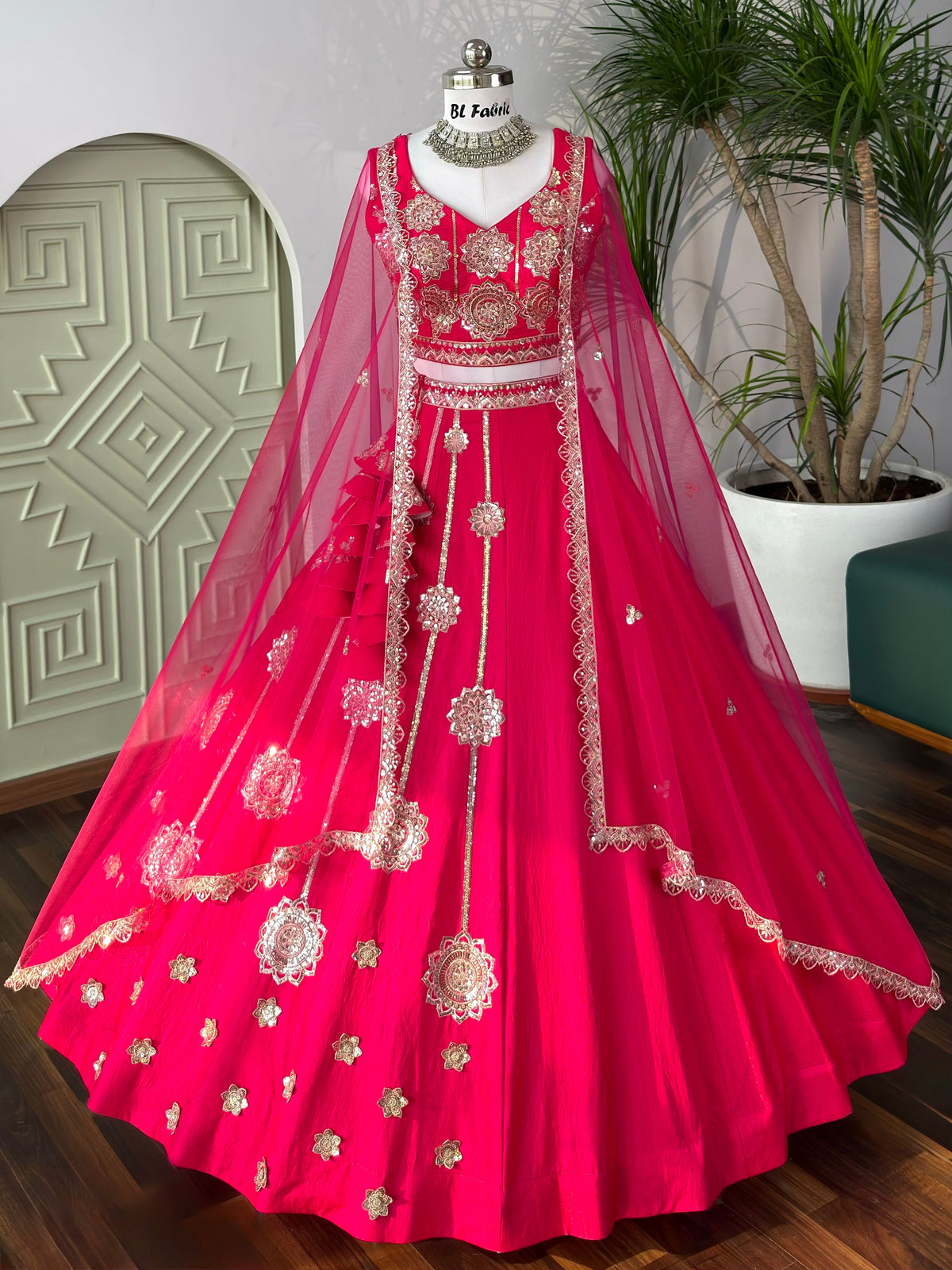 Pink color Sequence Embroidery work Designer Lehenga Choli BL1680