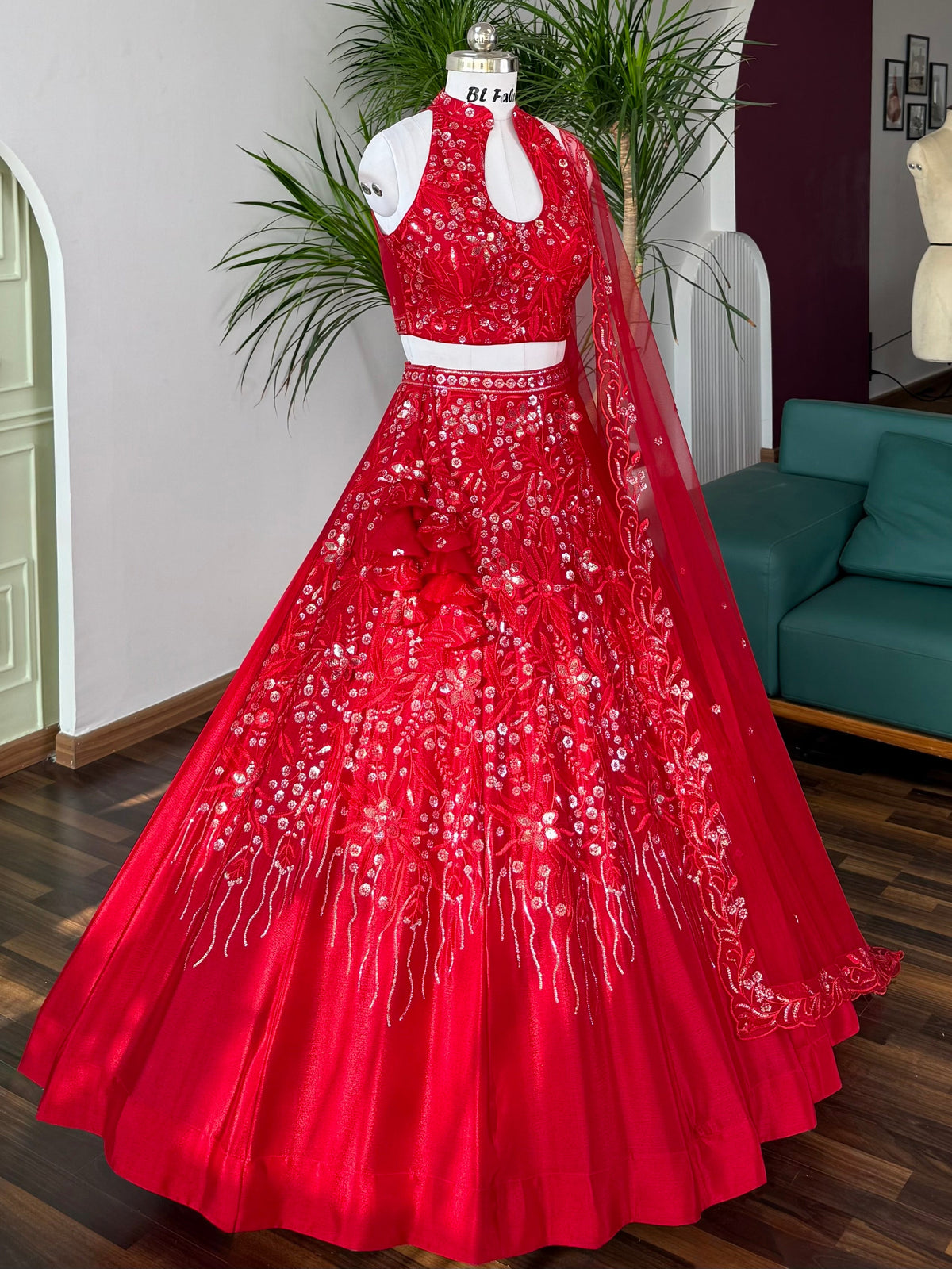 Red color Sequence Embroidery work Designer Lehenga Choli BL1662