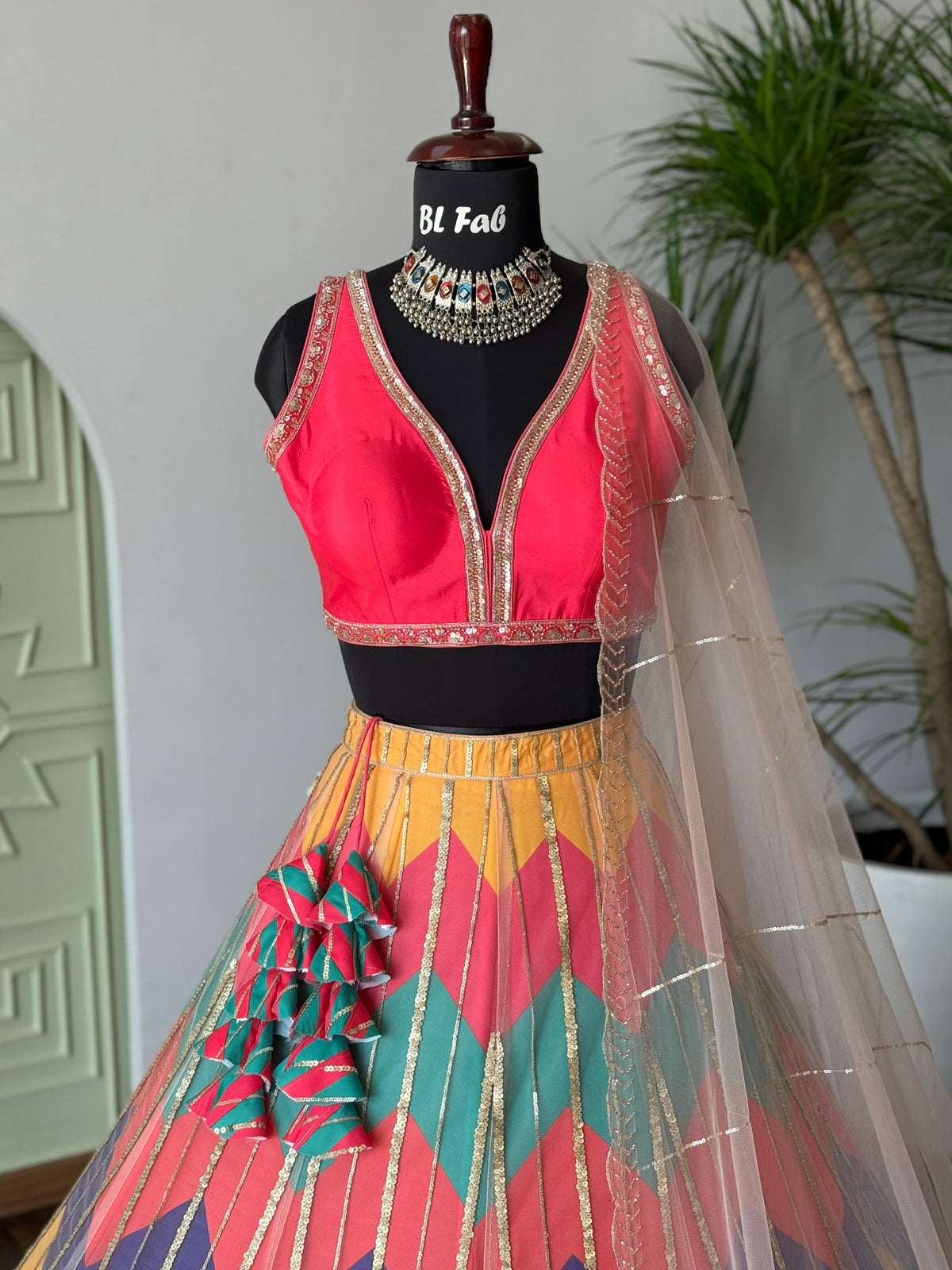 Multi color Designer Sequence Embroidery work Lehenga choli BL1640