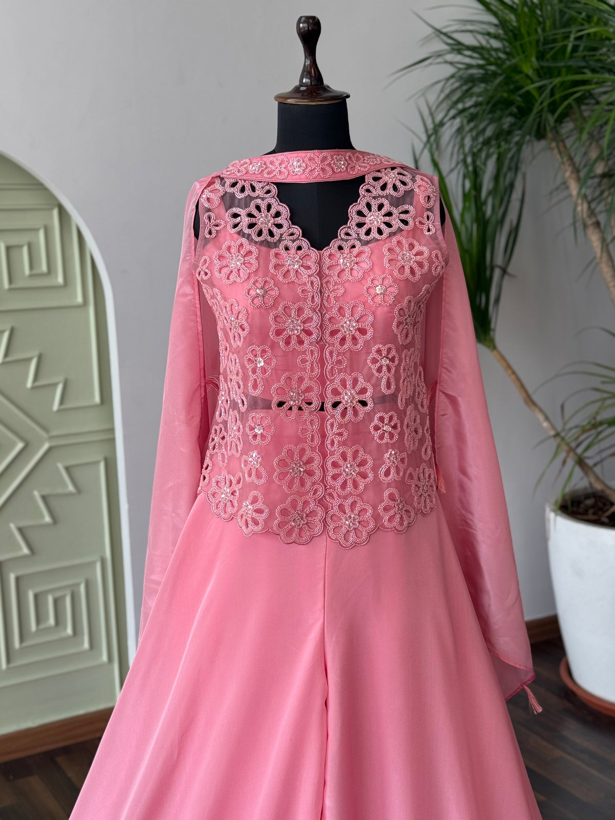 Baby Pink color Bids Embroidery work Sharara set BLS103