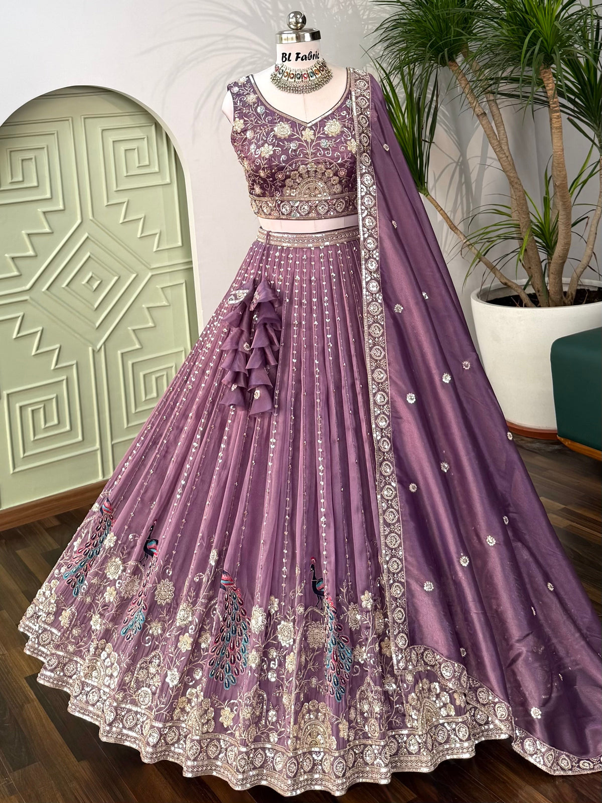 Mauve Purple color Bids Embroidery work Designer Lehenga Choli BL1673