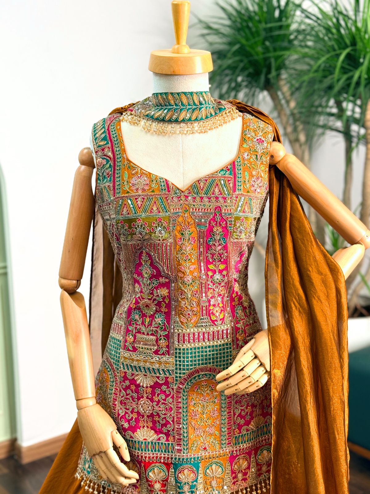 Brown color Sequence Embroidery work Sharara BLS101