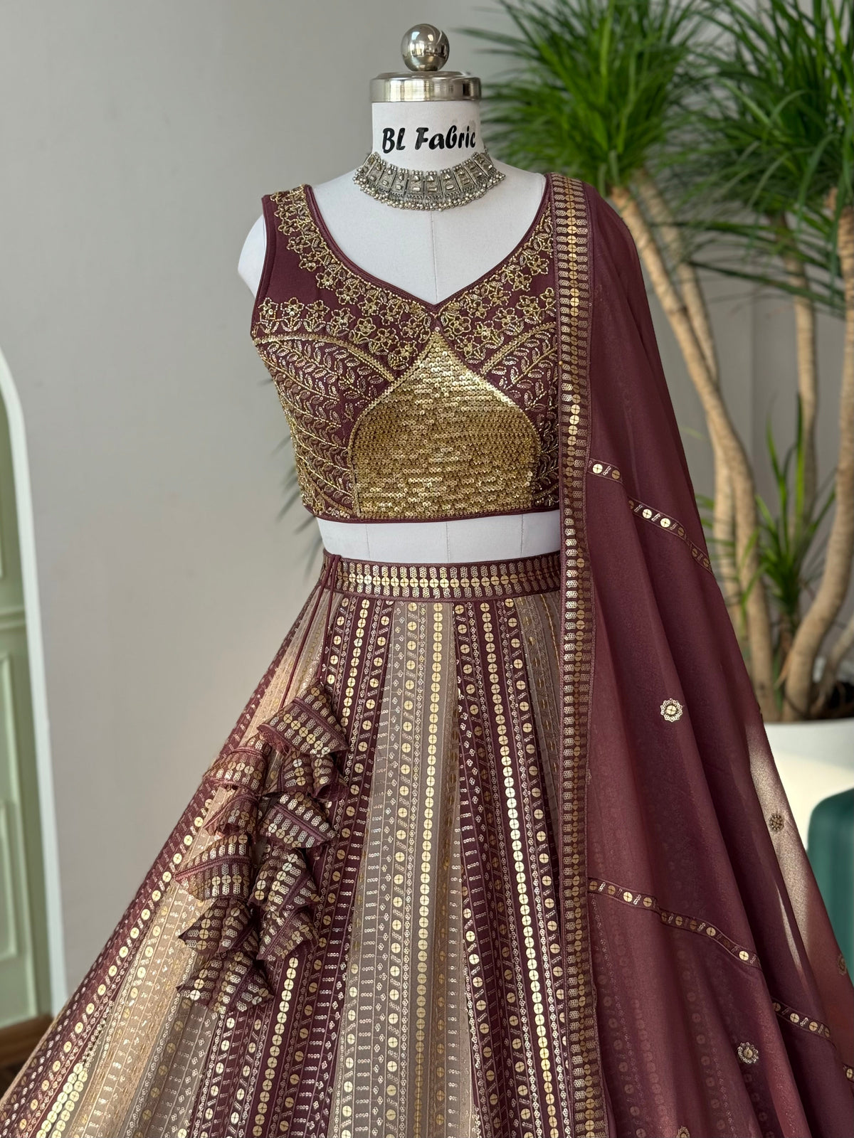 Multi color Designer Sequence Embroidery work Lehenga choli BL1646