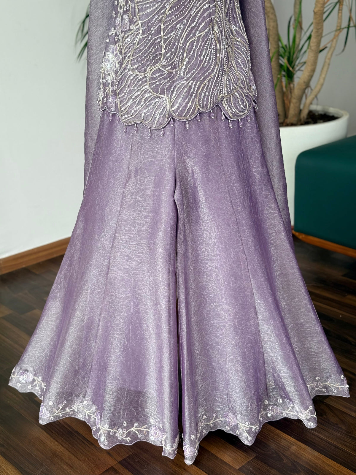 Purple color Bids Embroidery work Sharara set BLS114