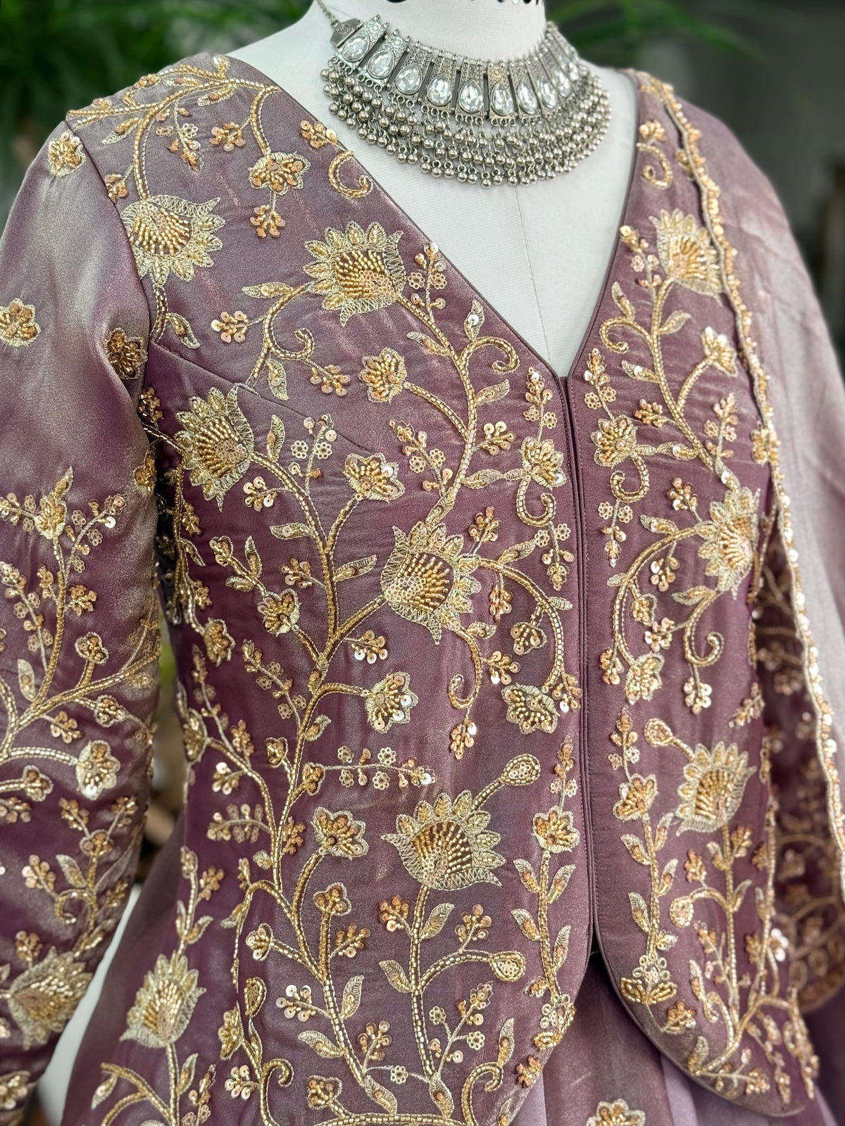 Dusty Mauve Lavender color Designer Bids Embroidery work Lehenga choli BL1738