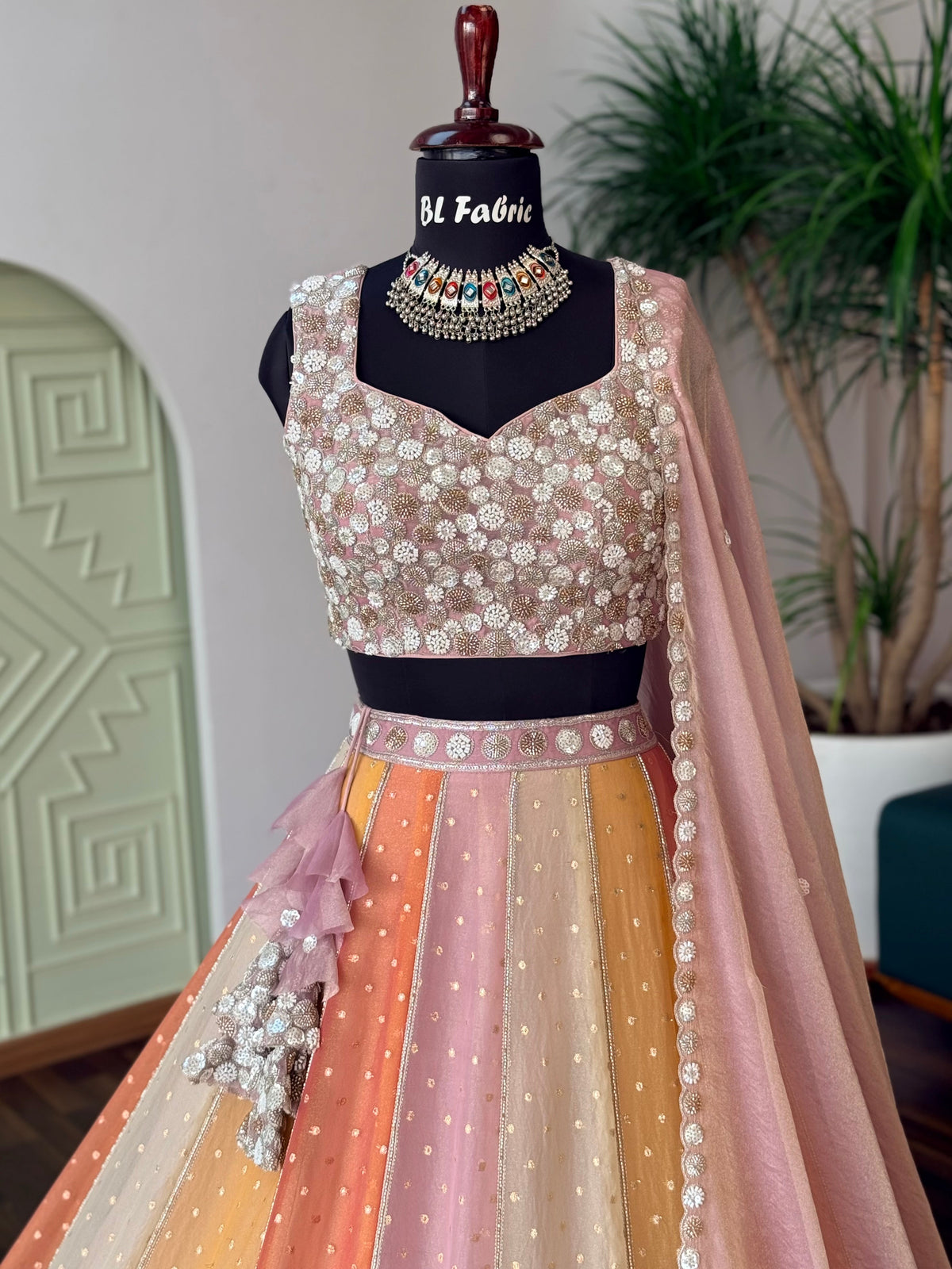 Multi color Designer Bids Embroidery work Lehenga choli BL1749