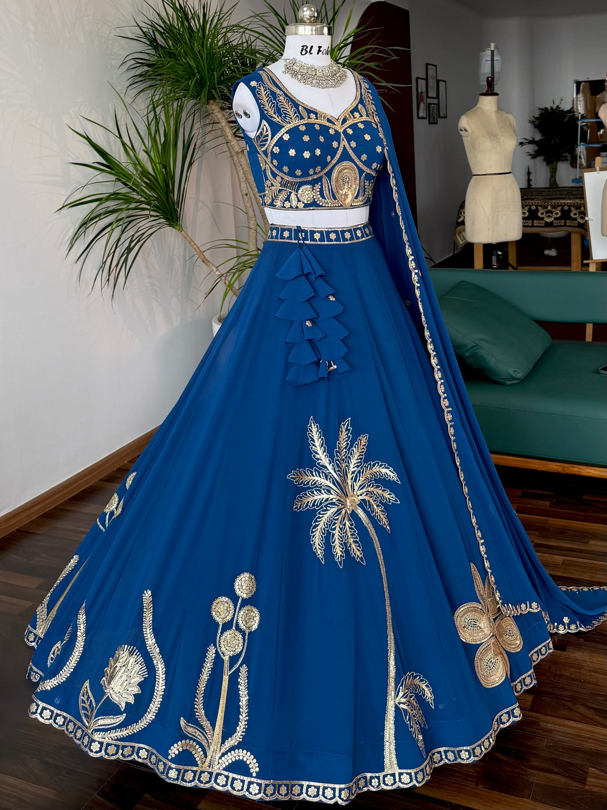 Blue color Sequence Embroidery work Designer Lehenga Choli BL1669