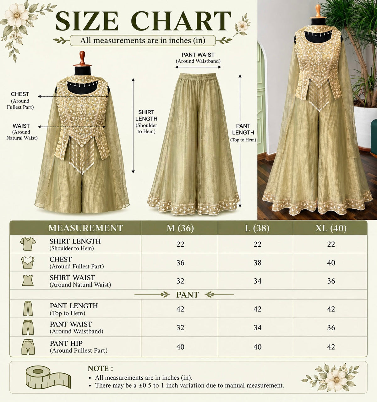 Green color Bids Embroidery work Sharara set BLS119