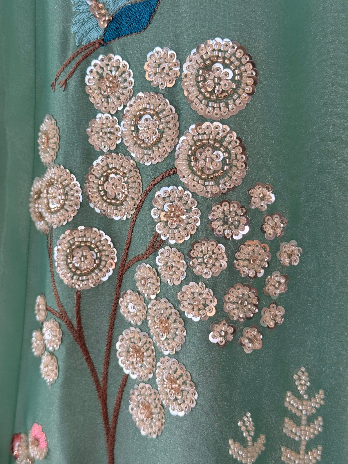 Dusty Sky blue color Bids Embroidery work Designer Lehenga Choli BL1716