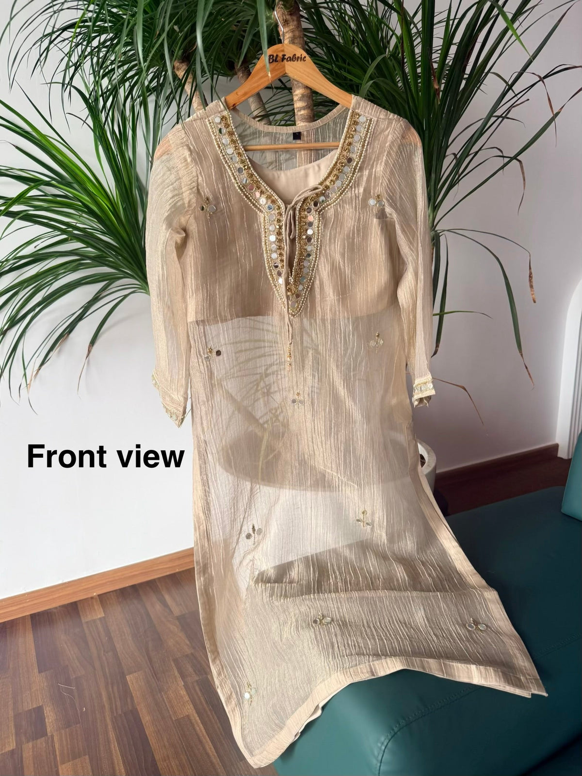 Dusty Champagne Gold Handwork Necklace Sharara set BLS121