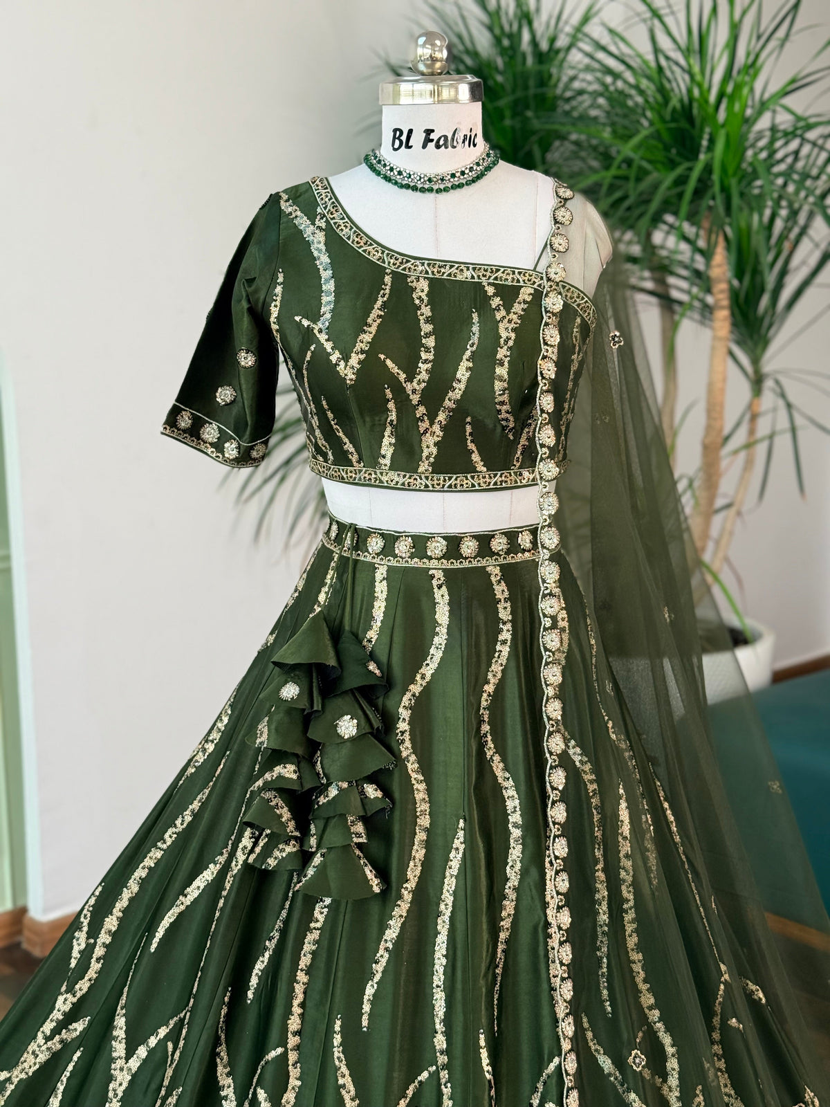 Bottle Green color Designer Sequence Embroidery work Lehenga choli BL1721