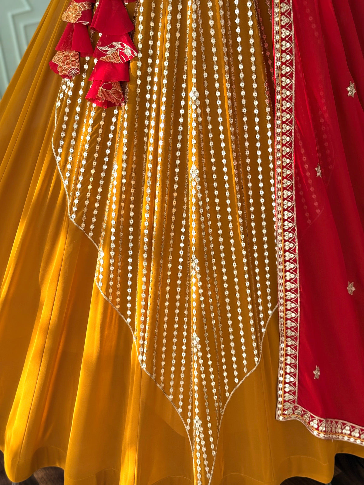Rani Pink with Mustard Yellow Sequence Embroidery work Designer Lehenga Choli BL1692