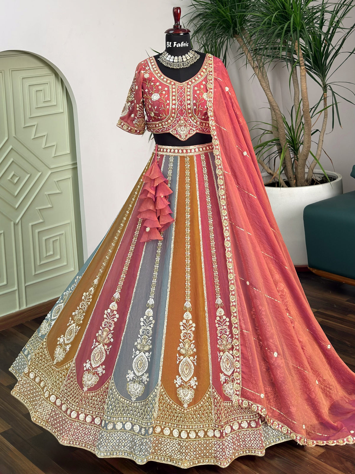 Multi color Designer Bids Embroidery work Lehenga choli BL1730