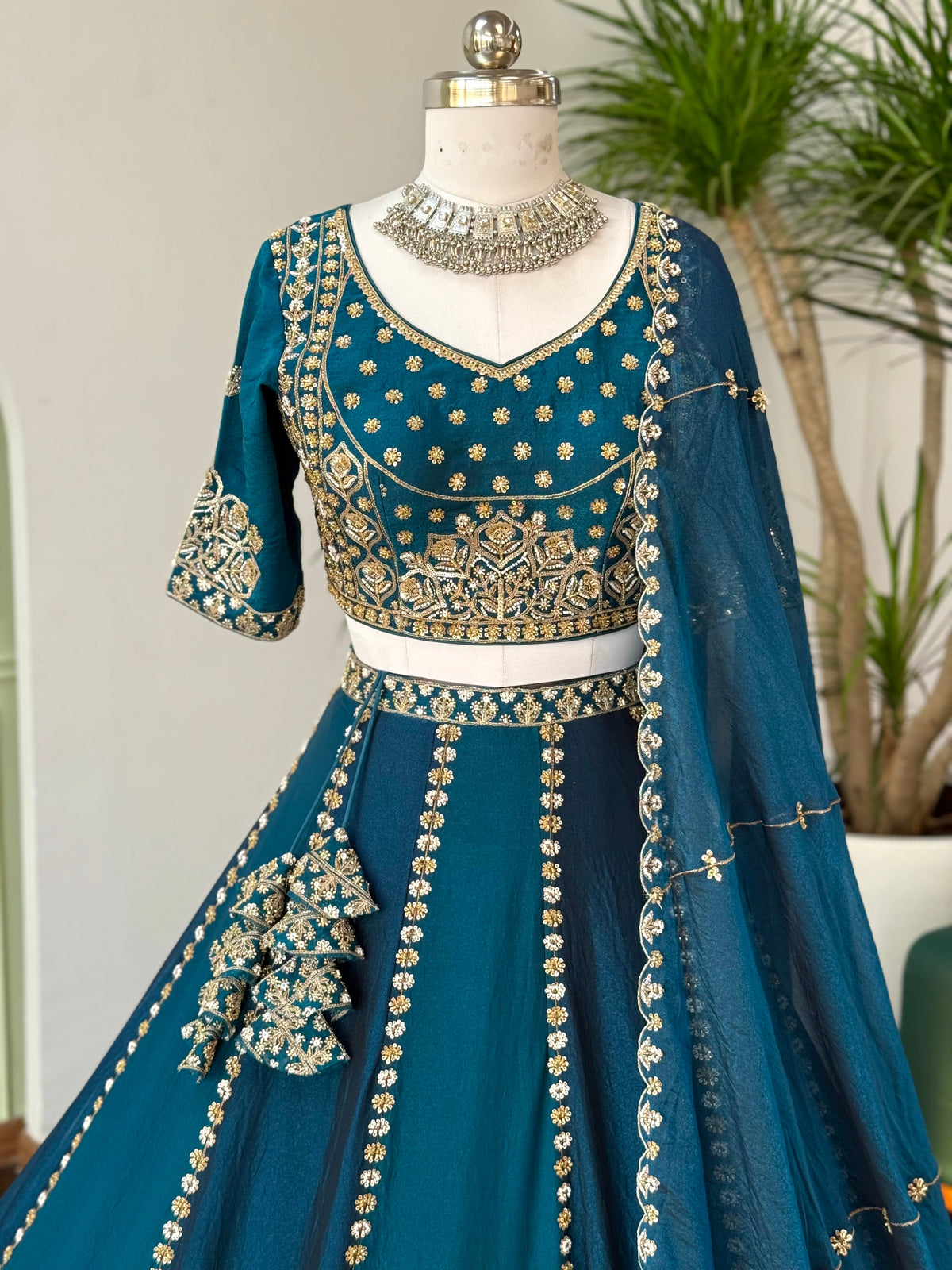 Mid Green color Bids Embroidery work Designer Lehenga Choli BL1639