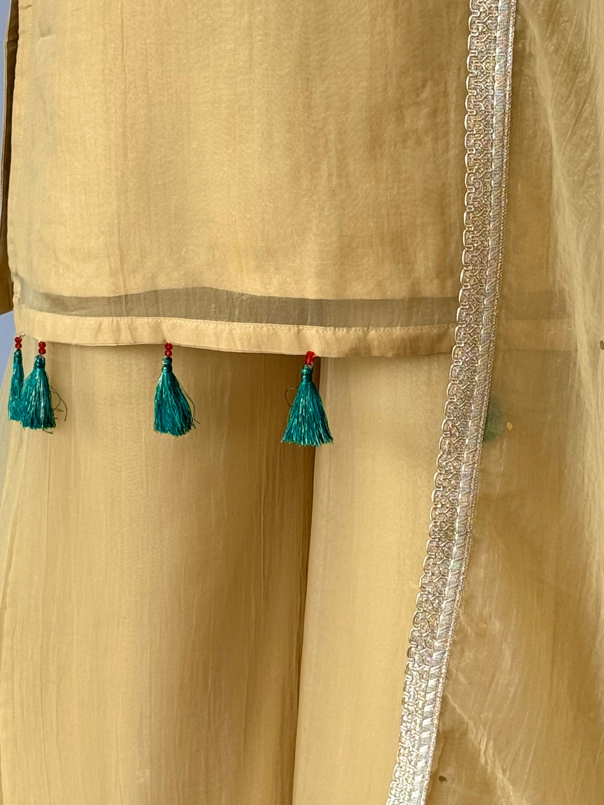 Pastel Yellow color Bids Sequence Embroidery work Sharara set BLS136