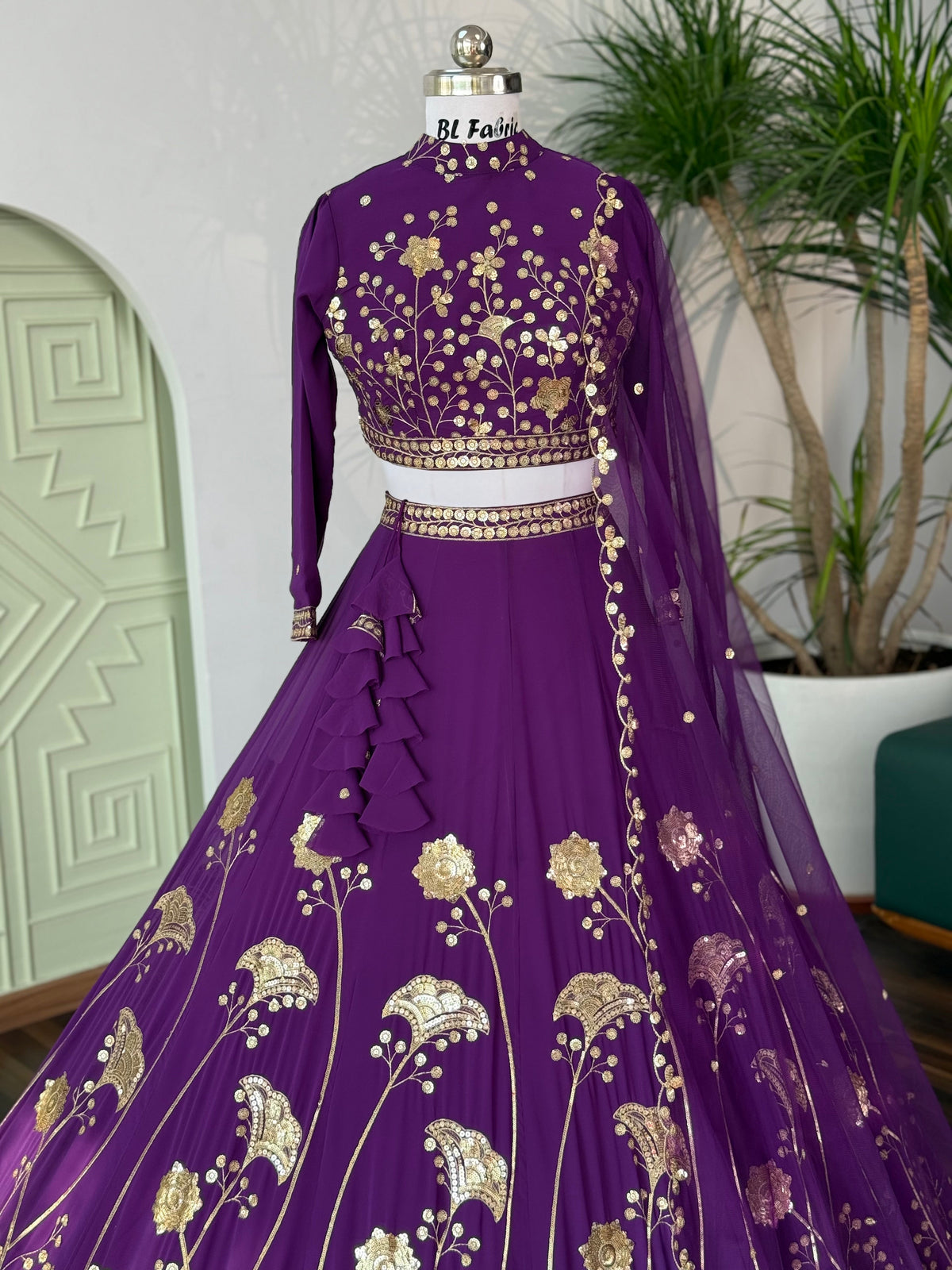Purple color Sequence Embroidery work Designer Lehenga Choli BL1681