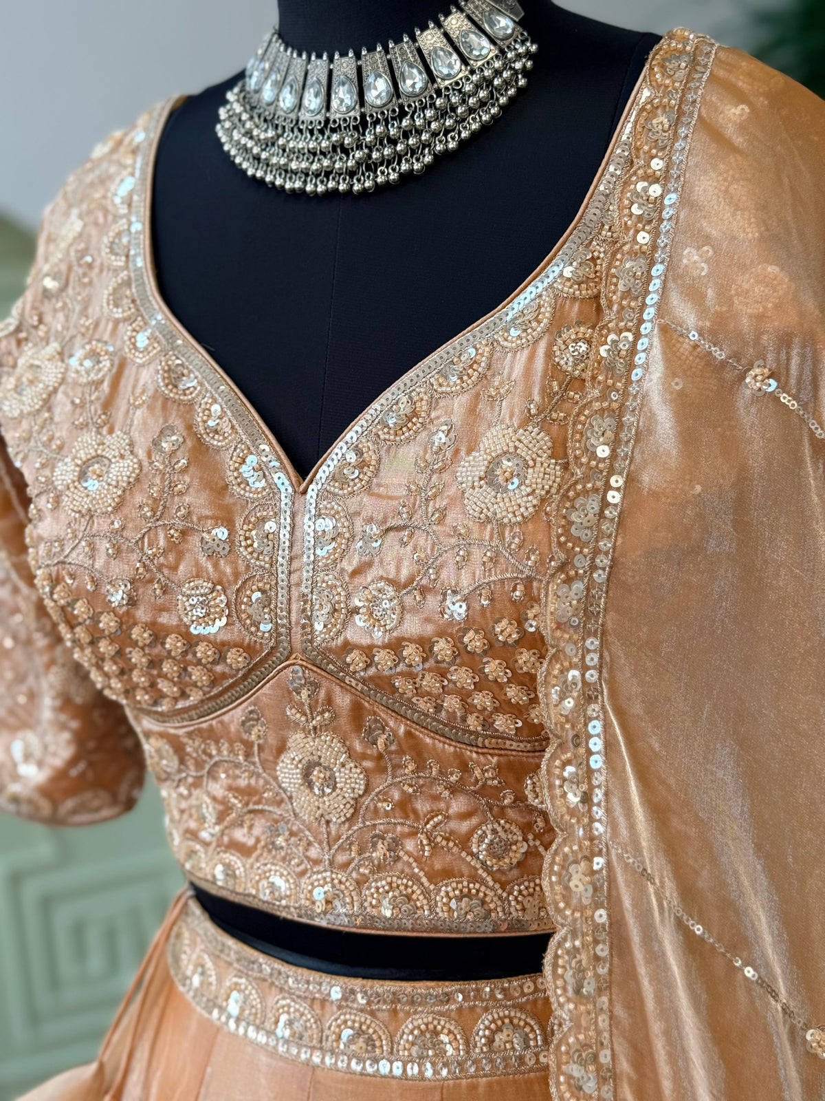 Soft Peach color Bids Embroidery work Lehenga Choli BL1739