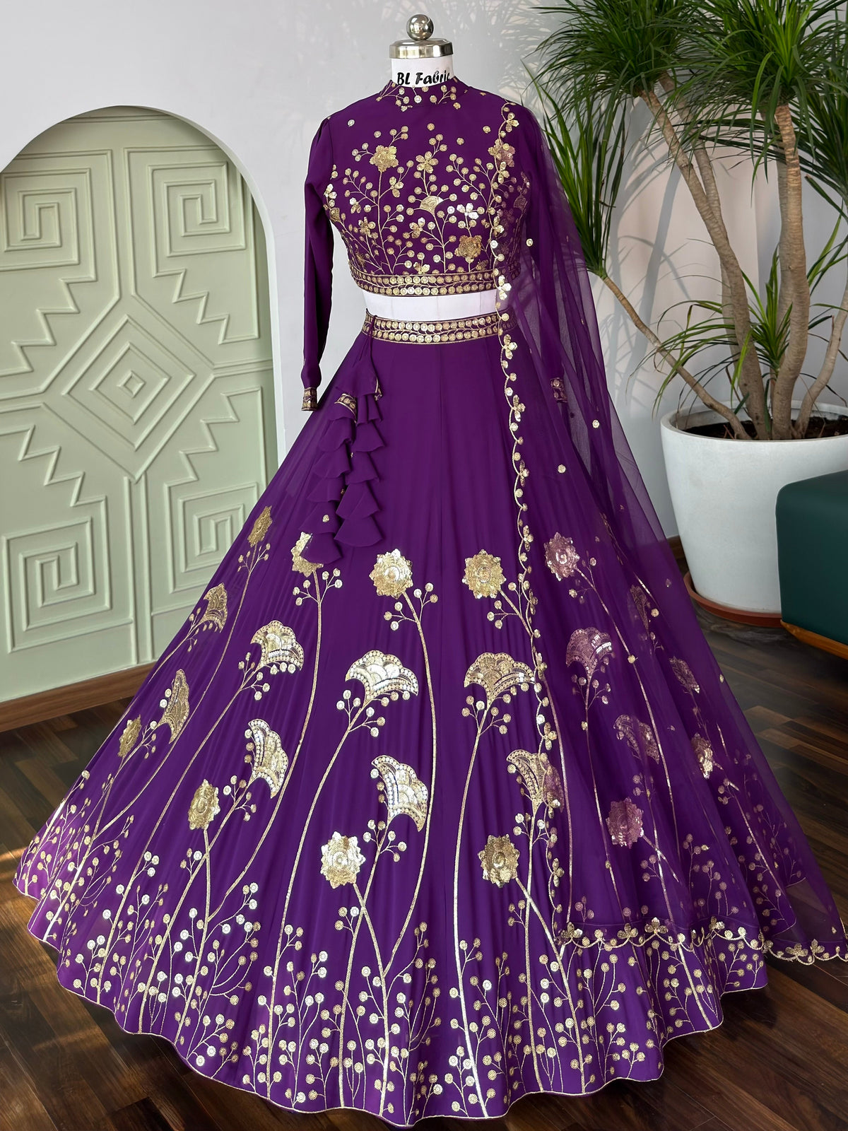 Purple color Sequence Embroidery work Designer Lehenga Choli BL1681