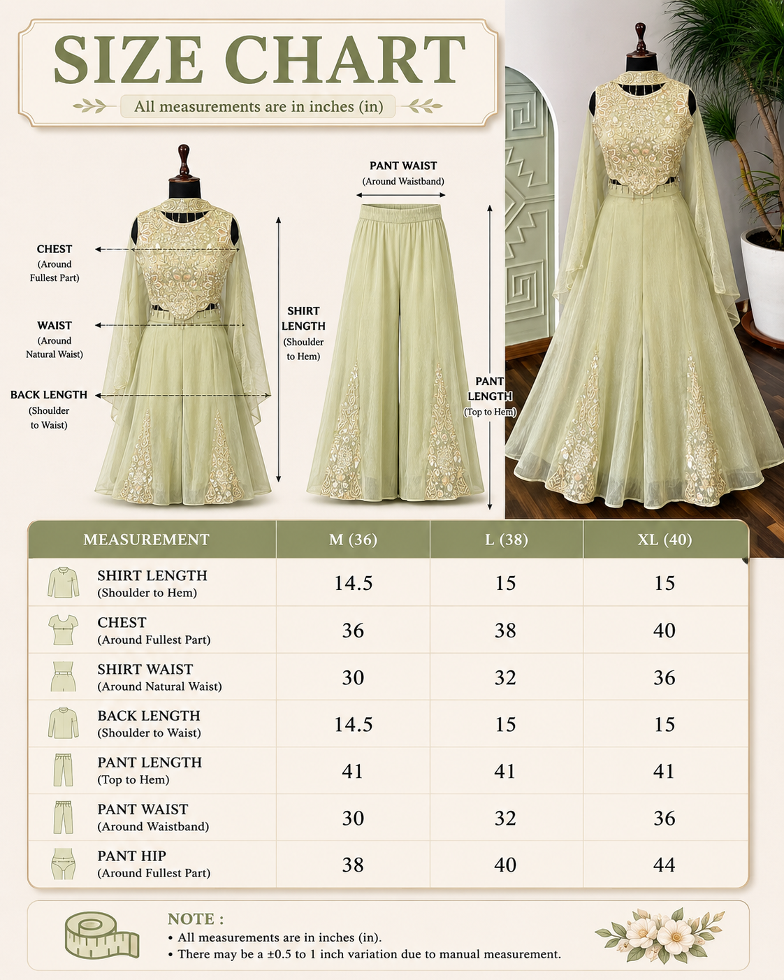 Green color Bids Embroidery work Sharara set BLS108