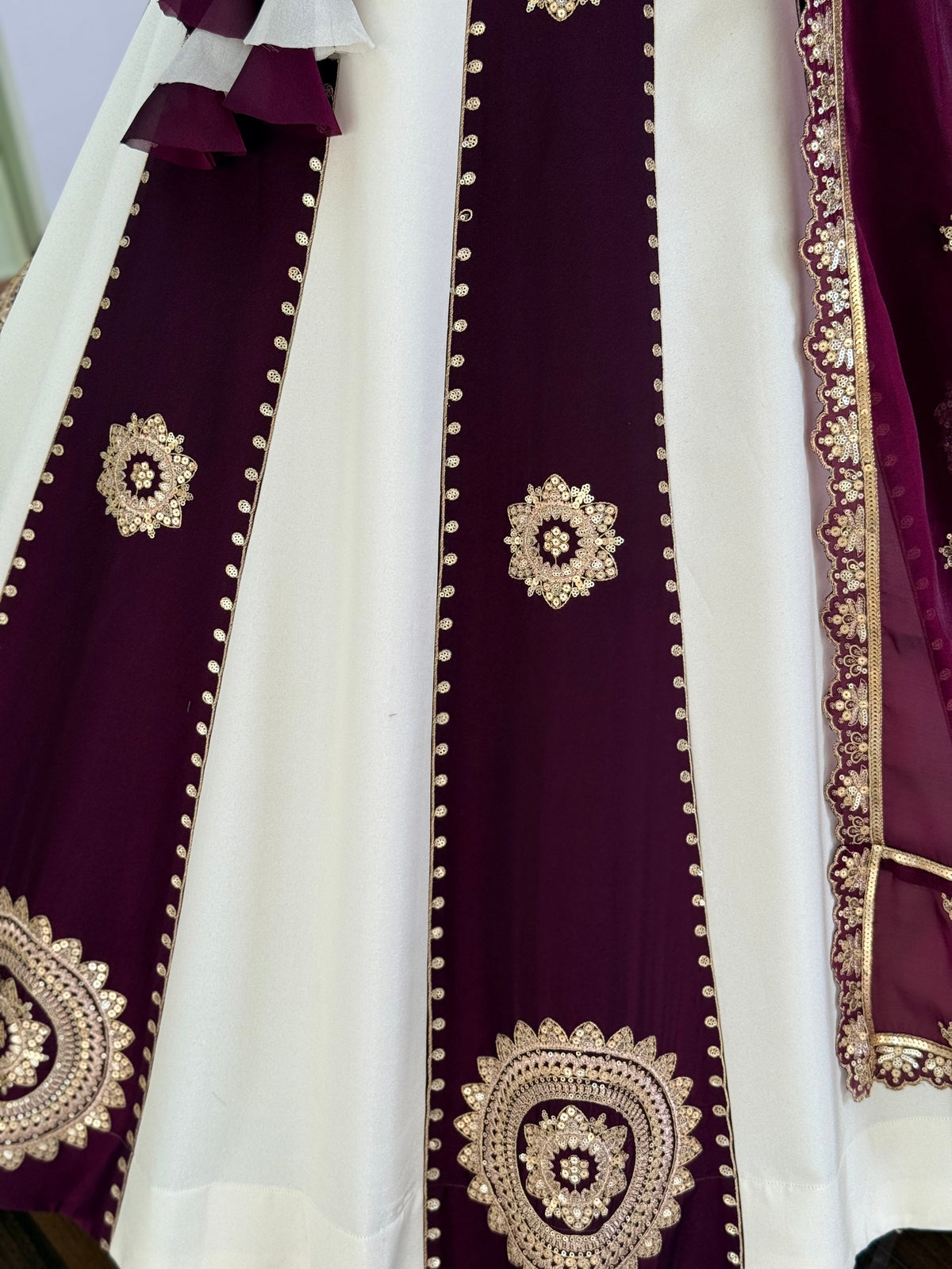 Wine & Off-White color Sequence Embroidery work Designer Lehenga Choli BL1697