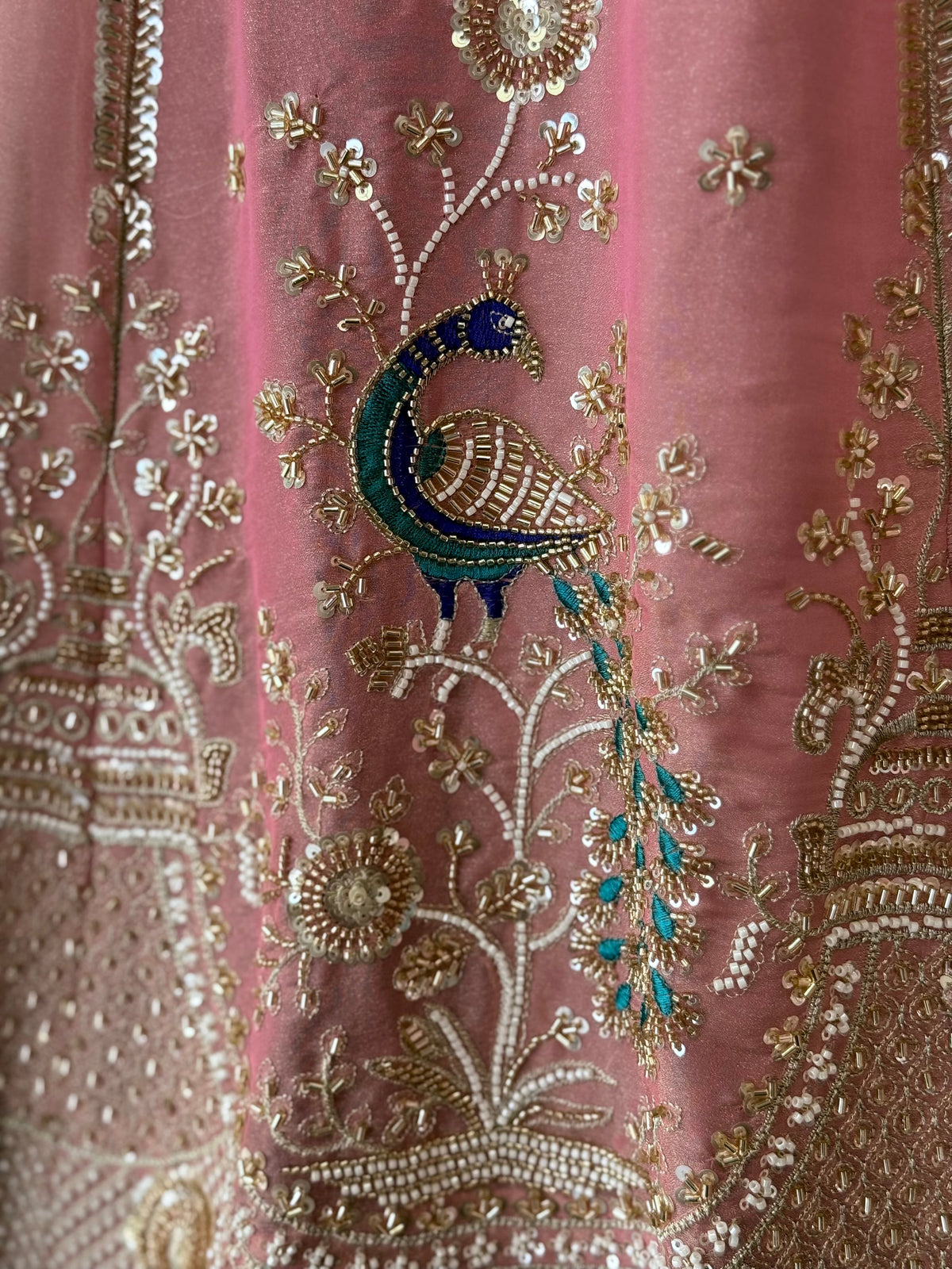 Dusty Peach Pink color Bids Embroidery work Designer Lehenga Choli BL1710