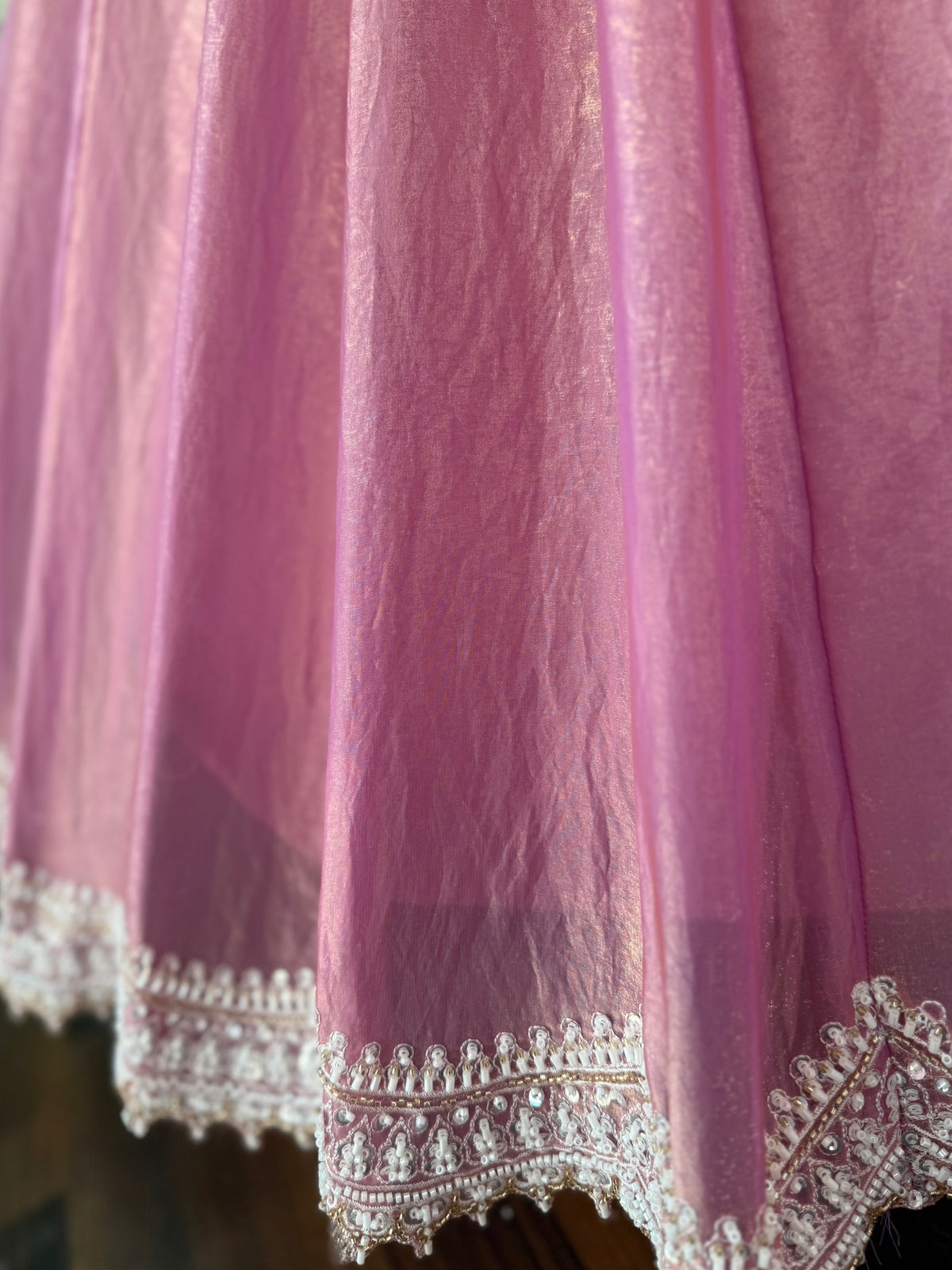 Dusty Rose Pink color Bids Embroidery work Lehenga Choli BL1668