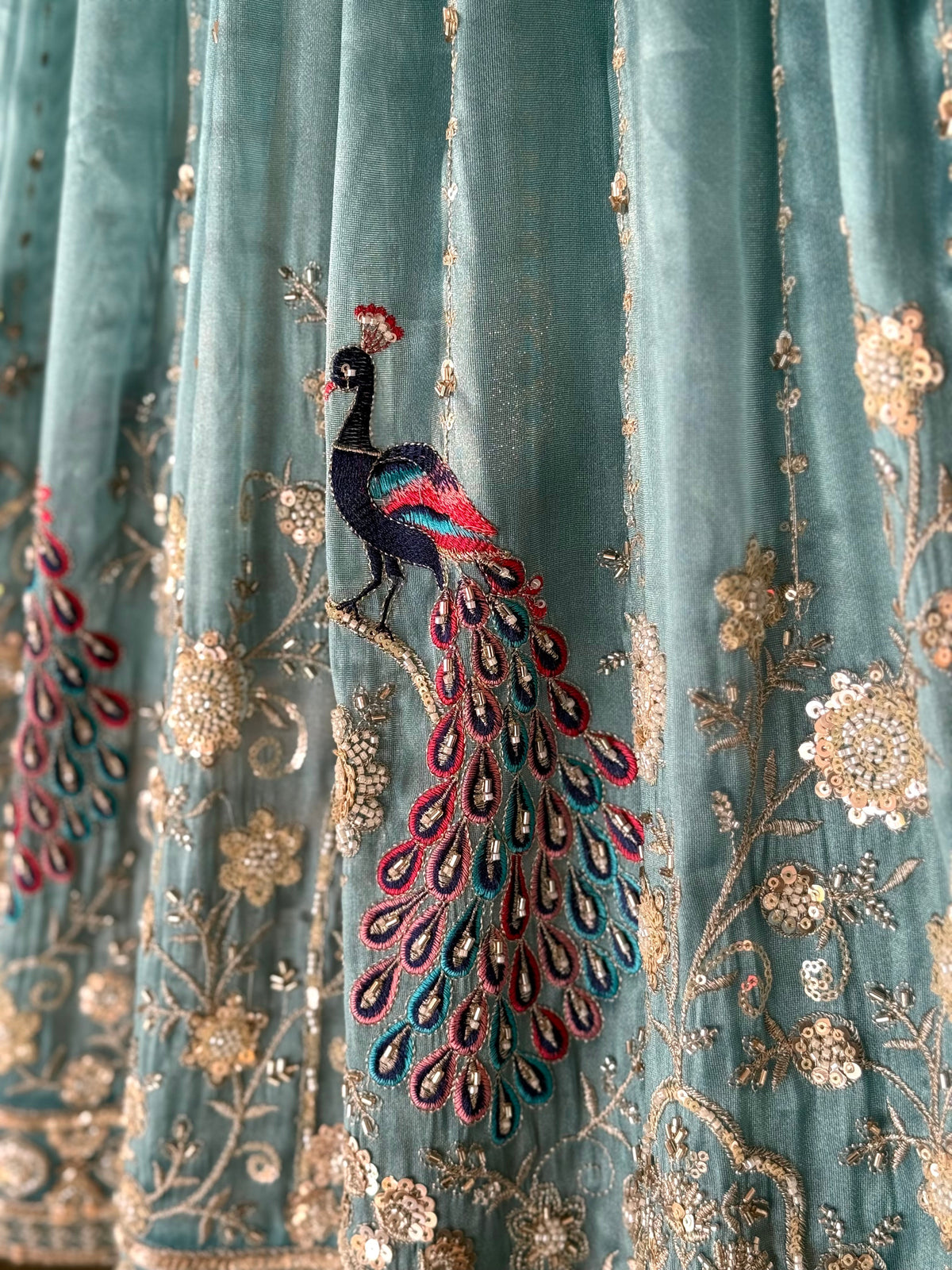 Sky blue color Bids Embroidery work Designer Lehenga Choli BL1661