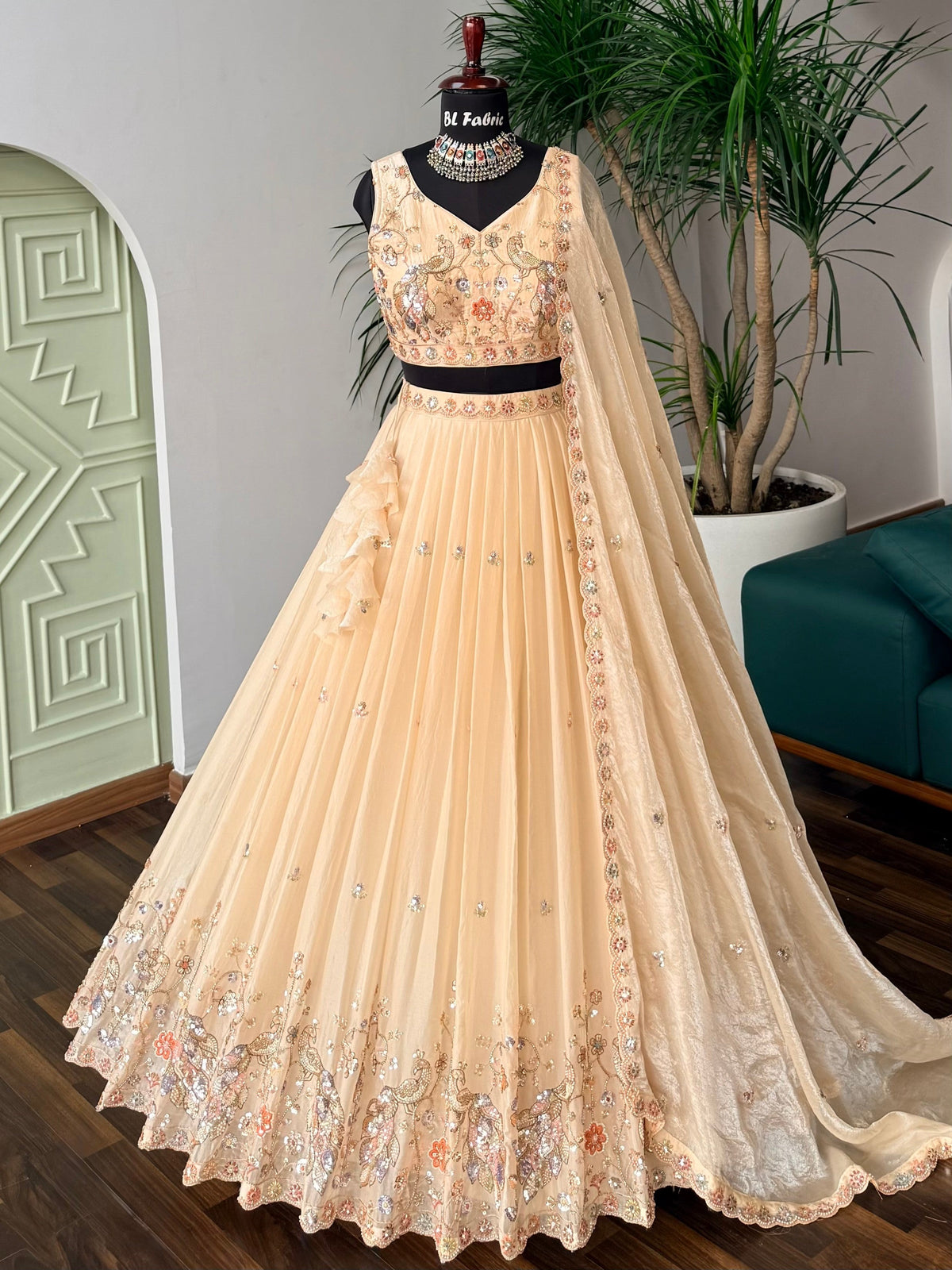Peach Nude color Designer Bids Embroidery work Lehenga choli BL1746