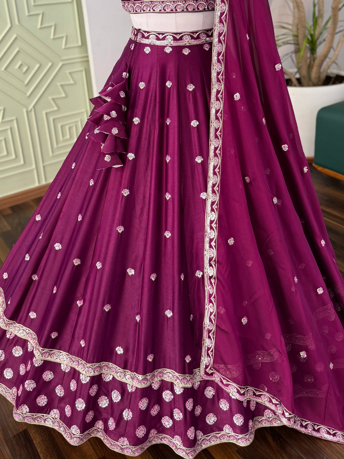 Wine Purple color Designer Embroidery work Lehenga choli BL1672