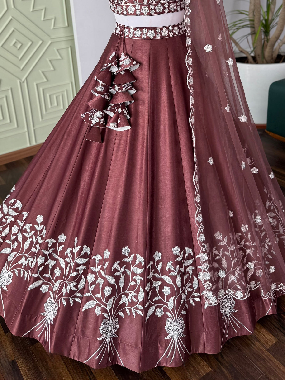 Brown color Designer Sequence Embroidery work Lehenga choli BL1677