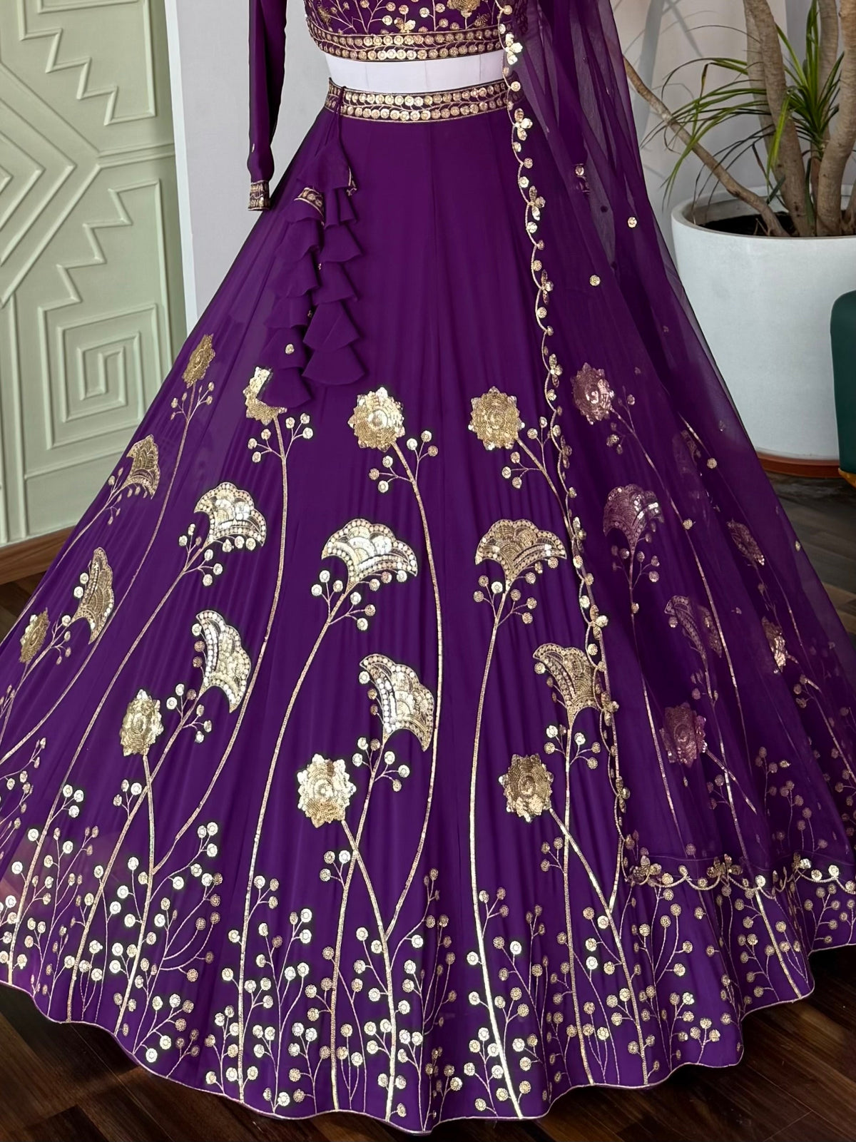 Purple color Sequence Embroidery work Designer Lehenga Choli BL1681