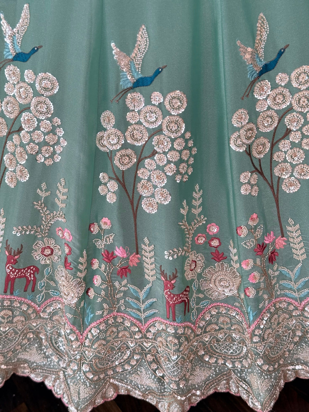 Dusty Sky blue color Bids Embroidery work Designer Lehenga Choli BL1716