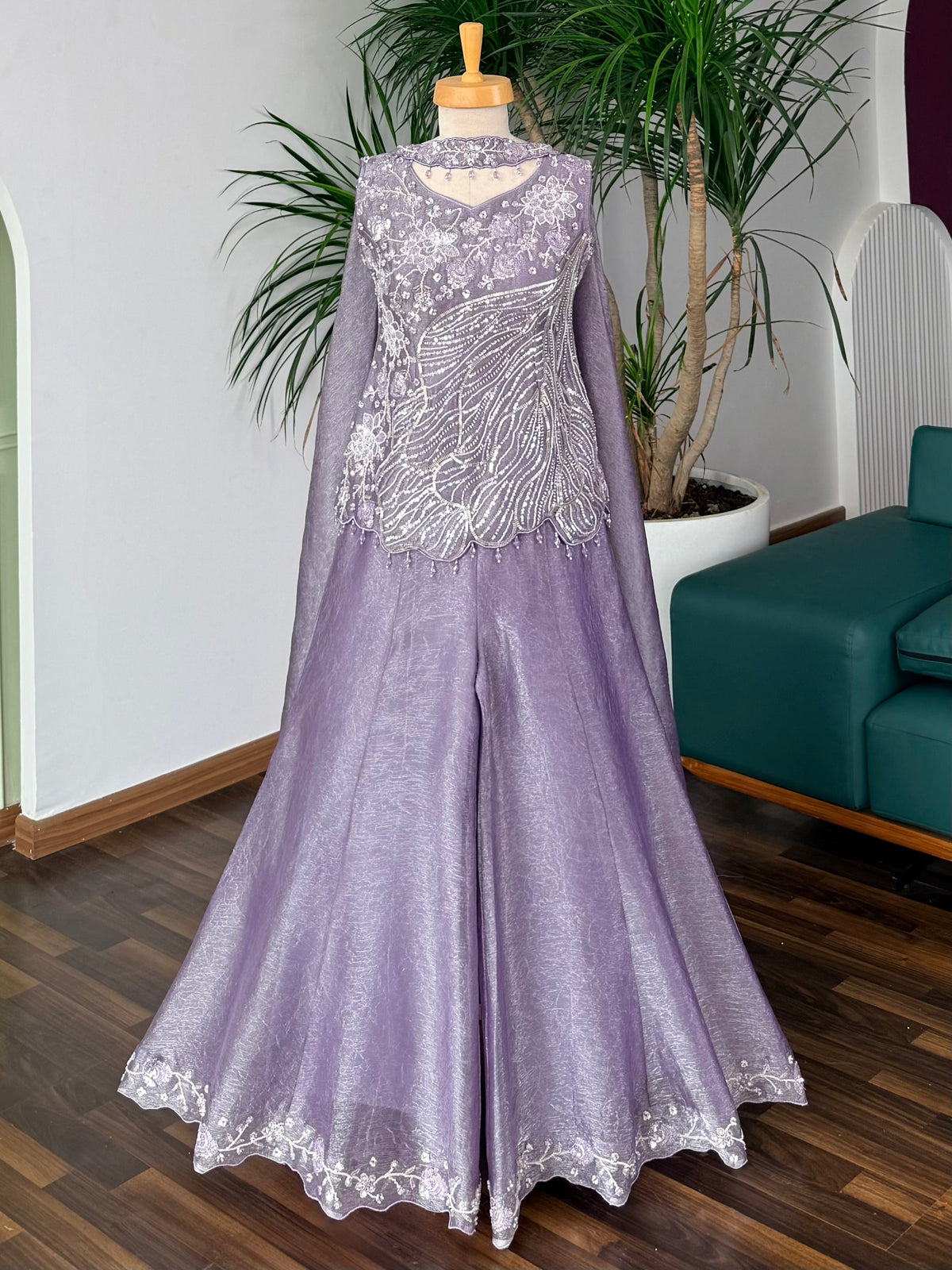 Purple color Bids Embroidery work Sharara set BLS114