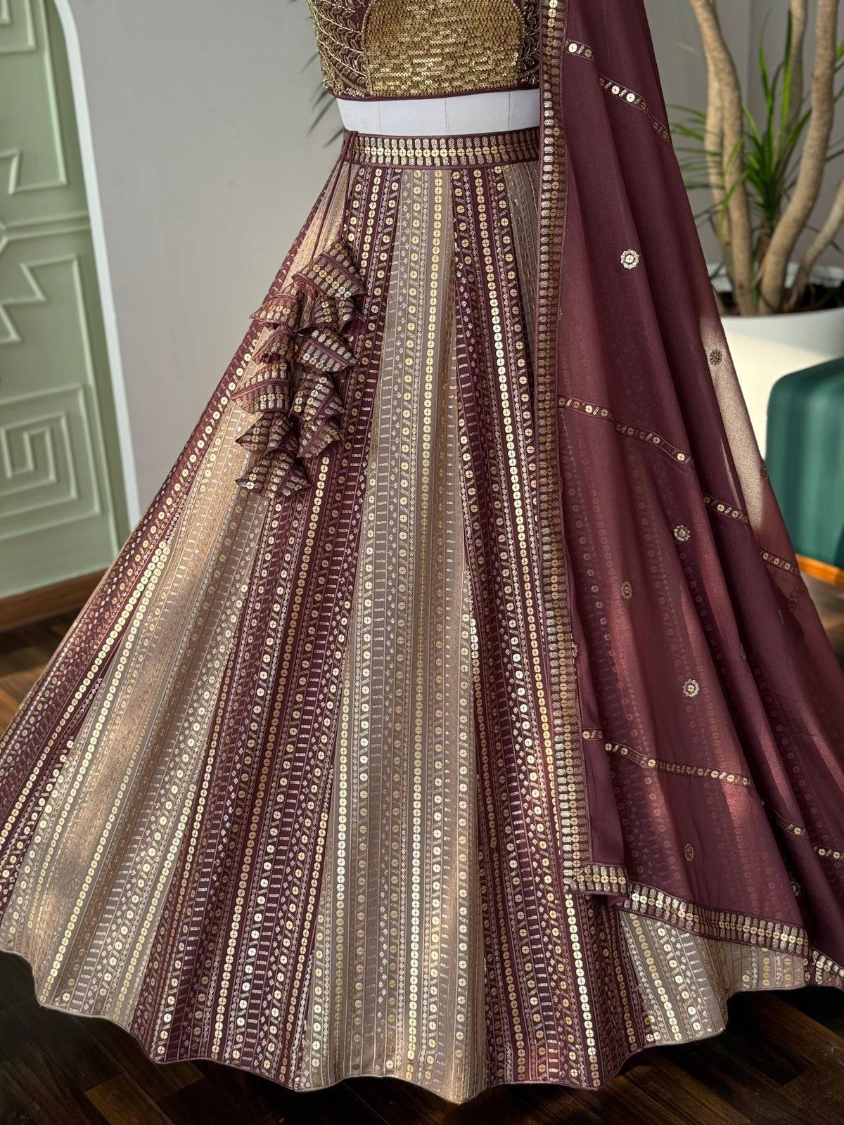 Multi color Designer Sequence Embroidery work Lehenga choli BL1646