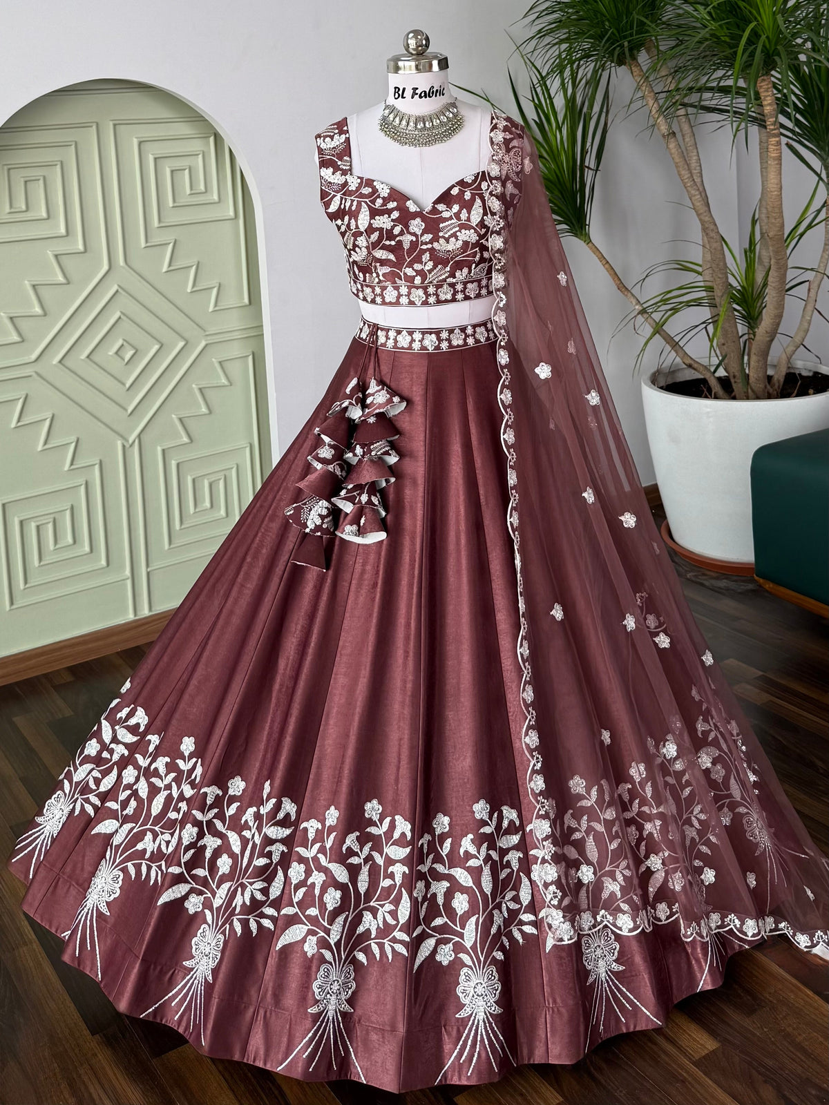 Brown color Designer Sequence Embroidery work Lehenga choli BL1677