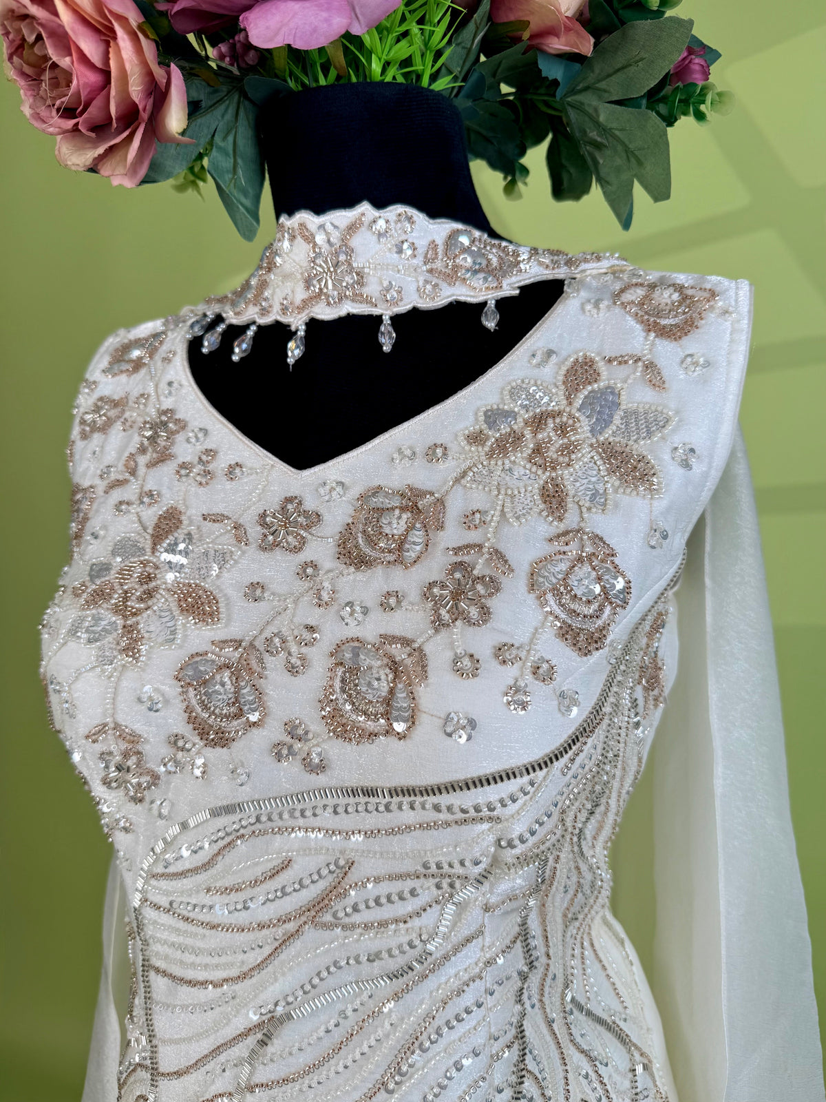 White color Bids Embroidery work Sharara set BLS113
