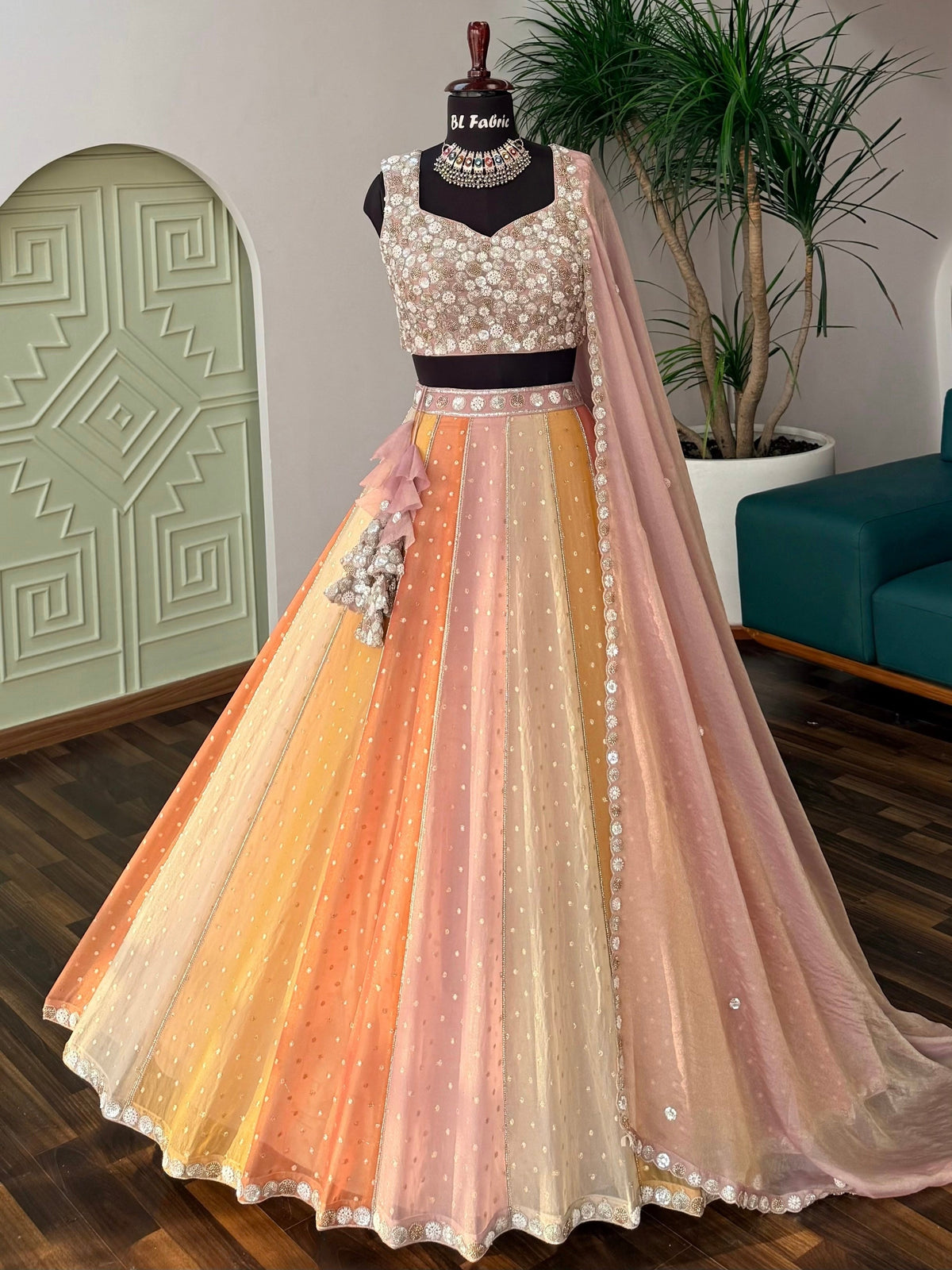 Multi color Designer Bids Embroidery work Lehenga choli BL1749
