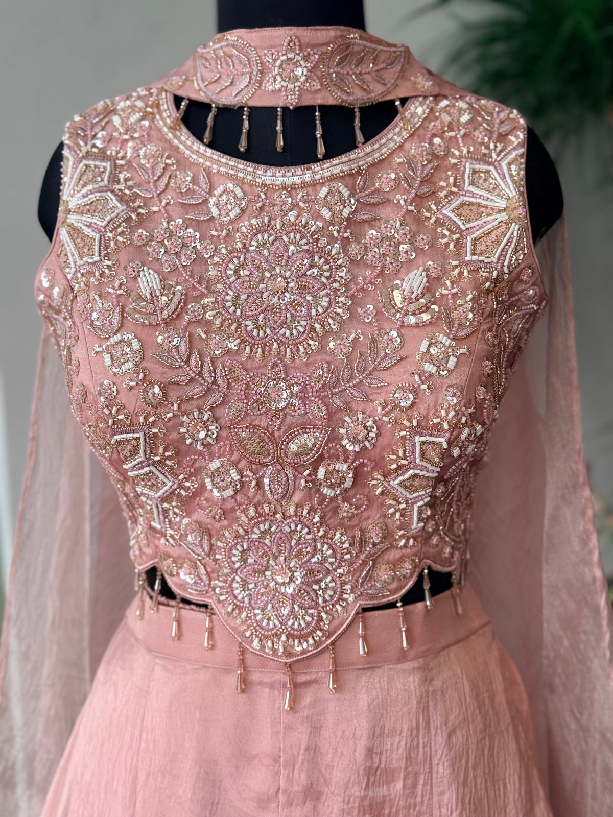 Pink color Bids Embroidery work Sharara set BLS105