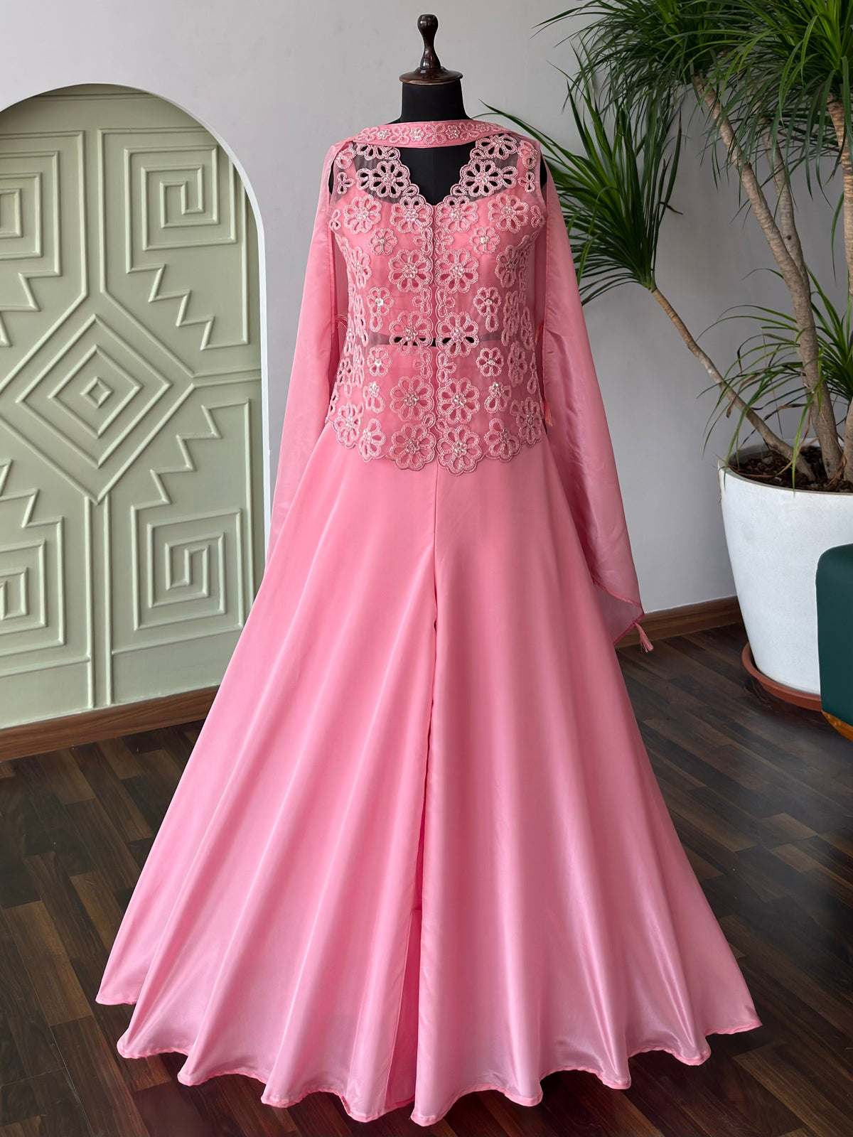 Baby Pink color Bids Embroidery work Sharara set BLS103