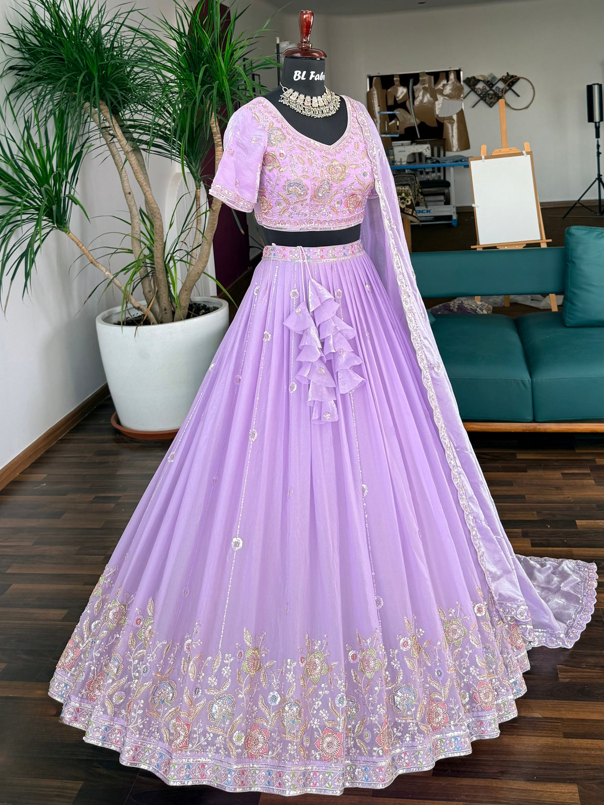 Dusty Purple color Bids Embroidery work Lehenga Choli BL1727