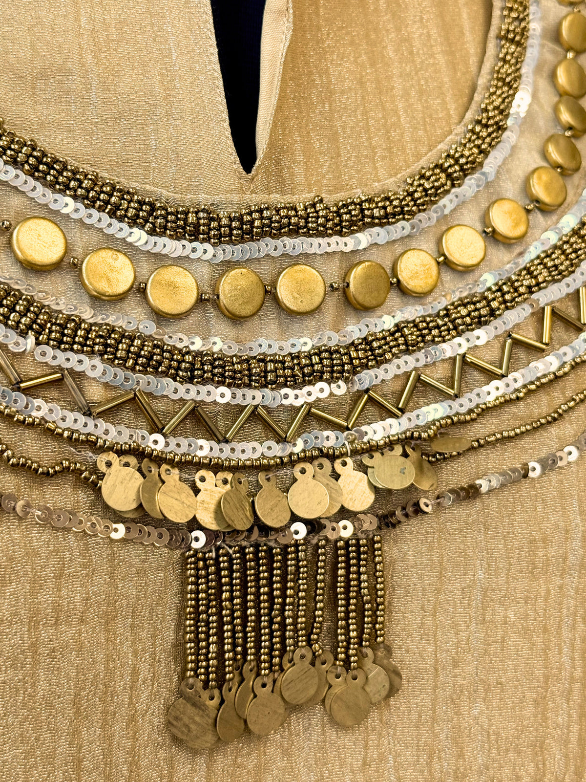 Cream Handwork Necklace Sharara set BLS117