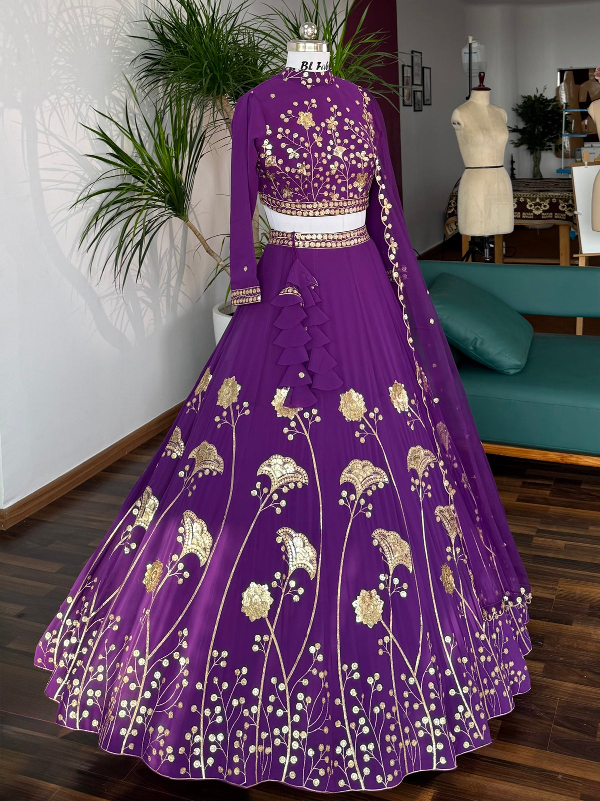 Purple color Sequence Embroidery work Designer Lehenga Choli BL1681