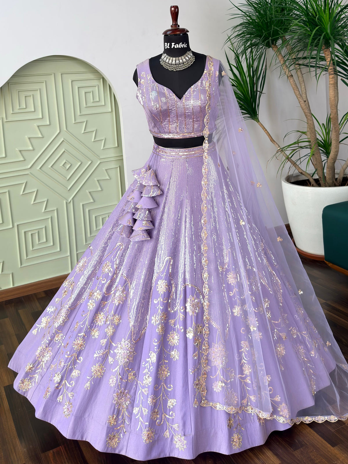 Pastel Purple color Designer Sequence Embroidery work Lehenga choli BL1689