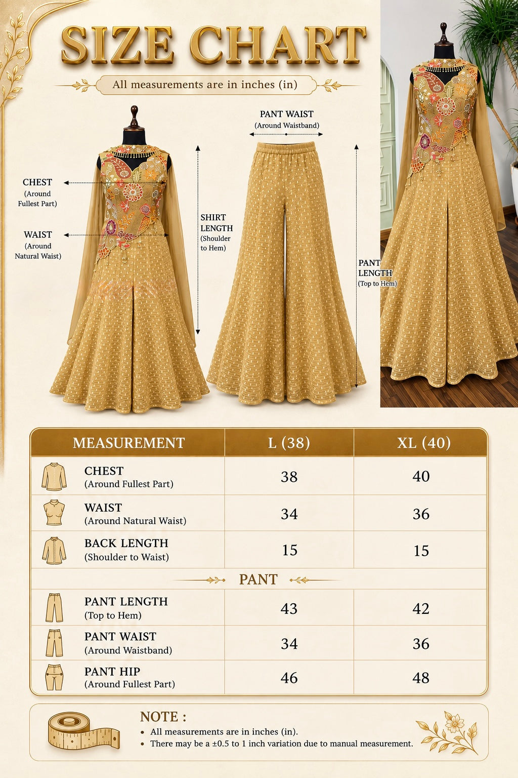 Golden Beige color Bids Embroidery work Sharara set BLS112