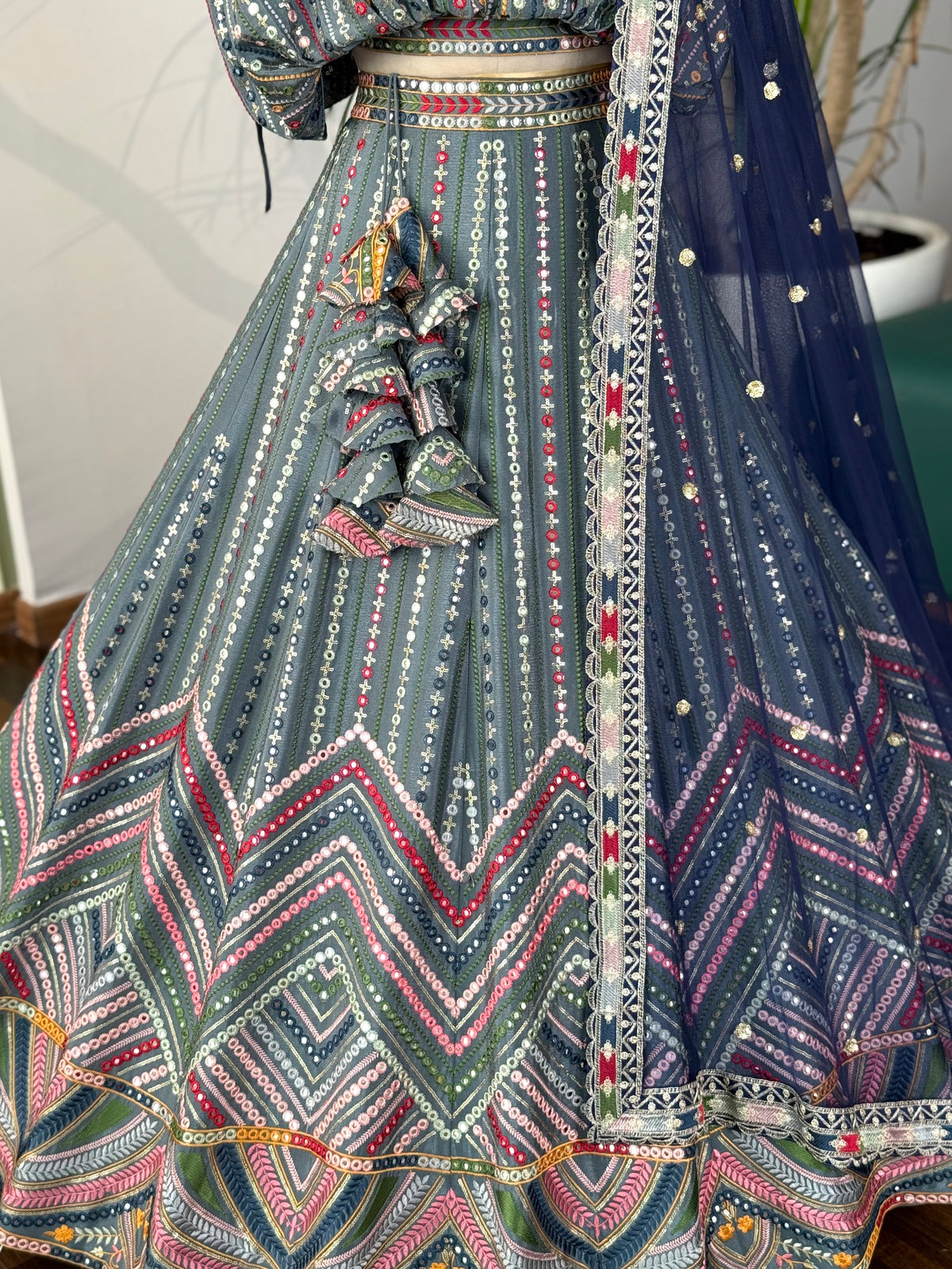 Grey color Sequence Embroidery work Designer Lehenga Choli BL1614