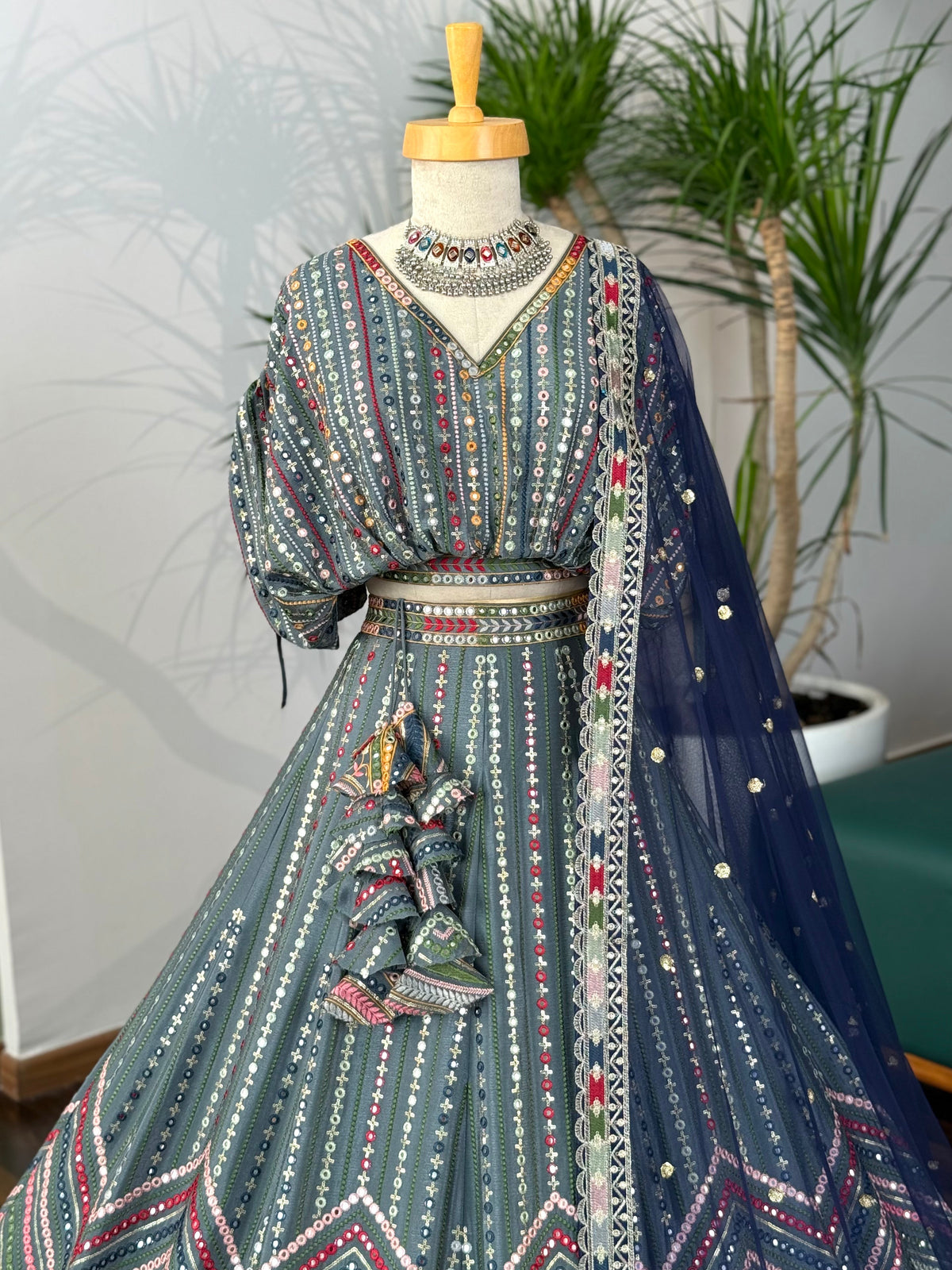 Grey color Sequence Embroidery work Designer Lehenga Choli BL1614