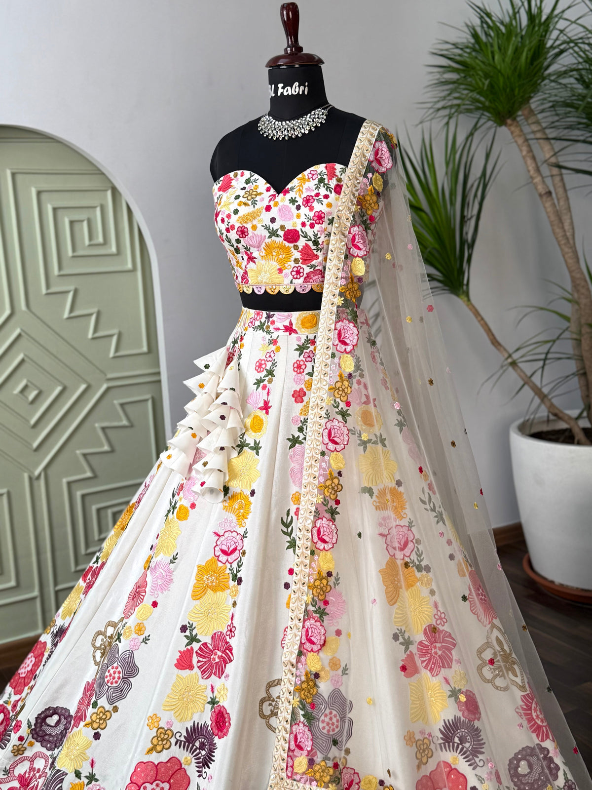 White color Embroidery & Sequence work Designer Lehenga Choli for Wedding Function BL1604