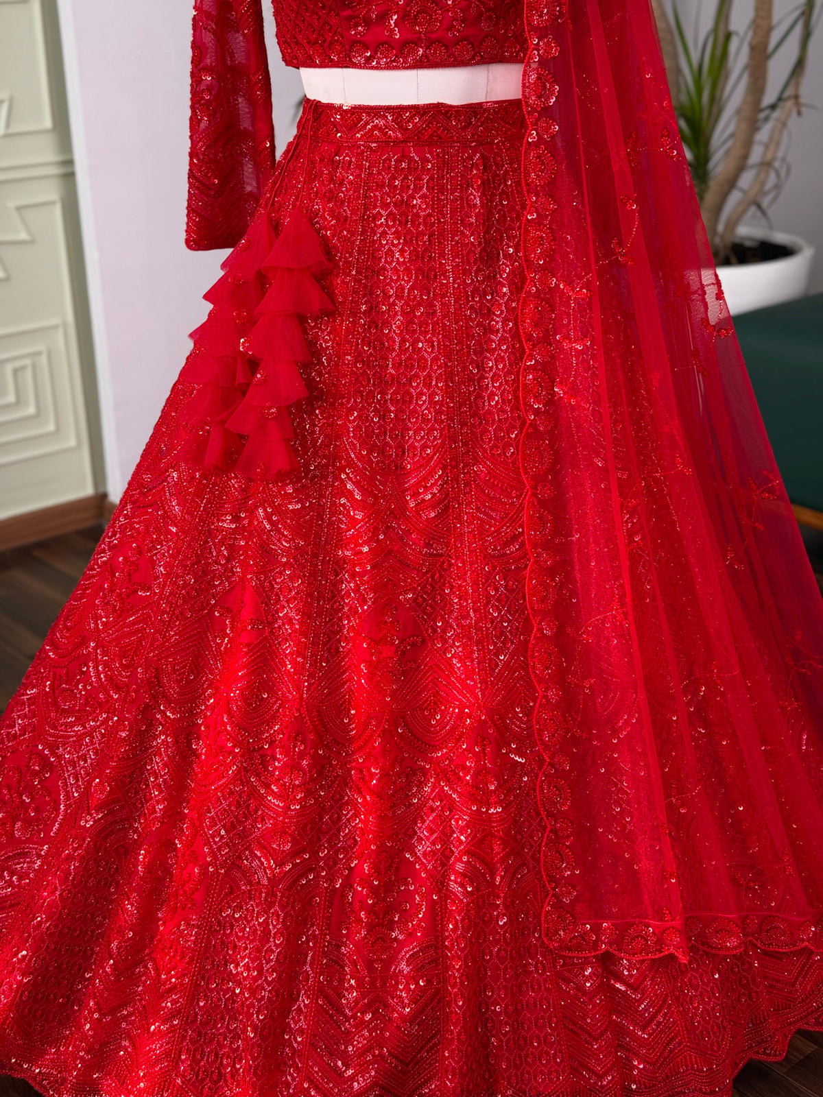 Red color Hand Embroidery work Designer Lehenga Choli for Wedding Function BL1618