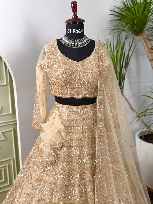 Golden color Hand Embroidery work Designer Lehenga Choli for Wedding Function BL1607